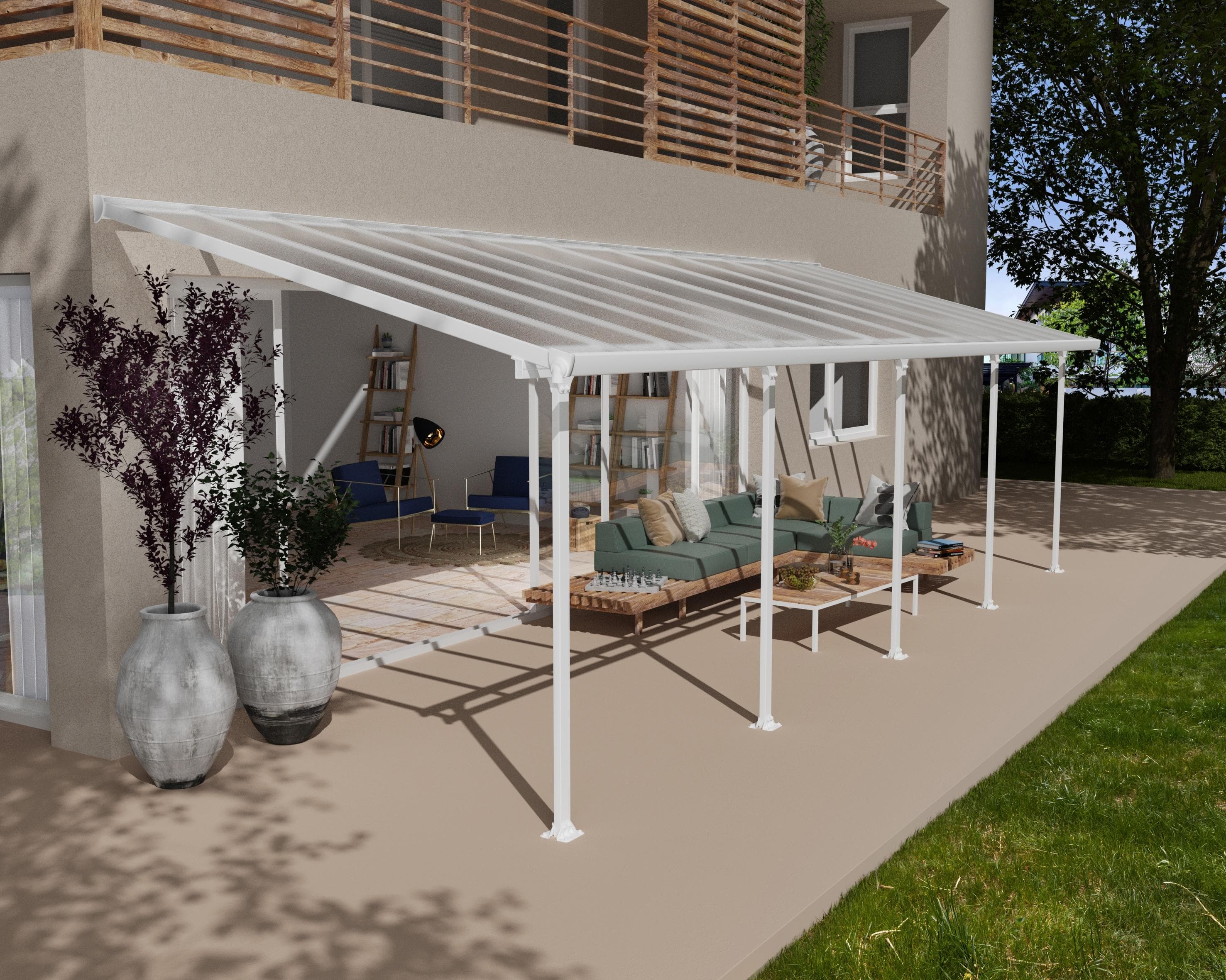 Terrassendach PALRAM - CANOPIA "Feria Alu Terrassenüberdachung" Weiß Polycarbonat