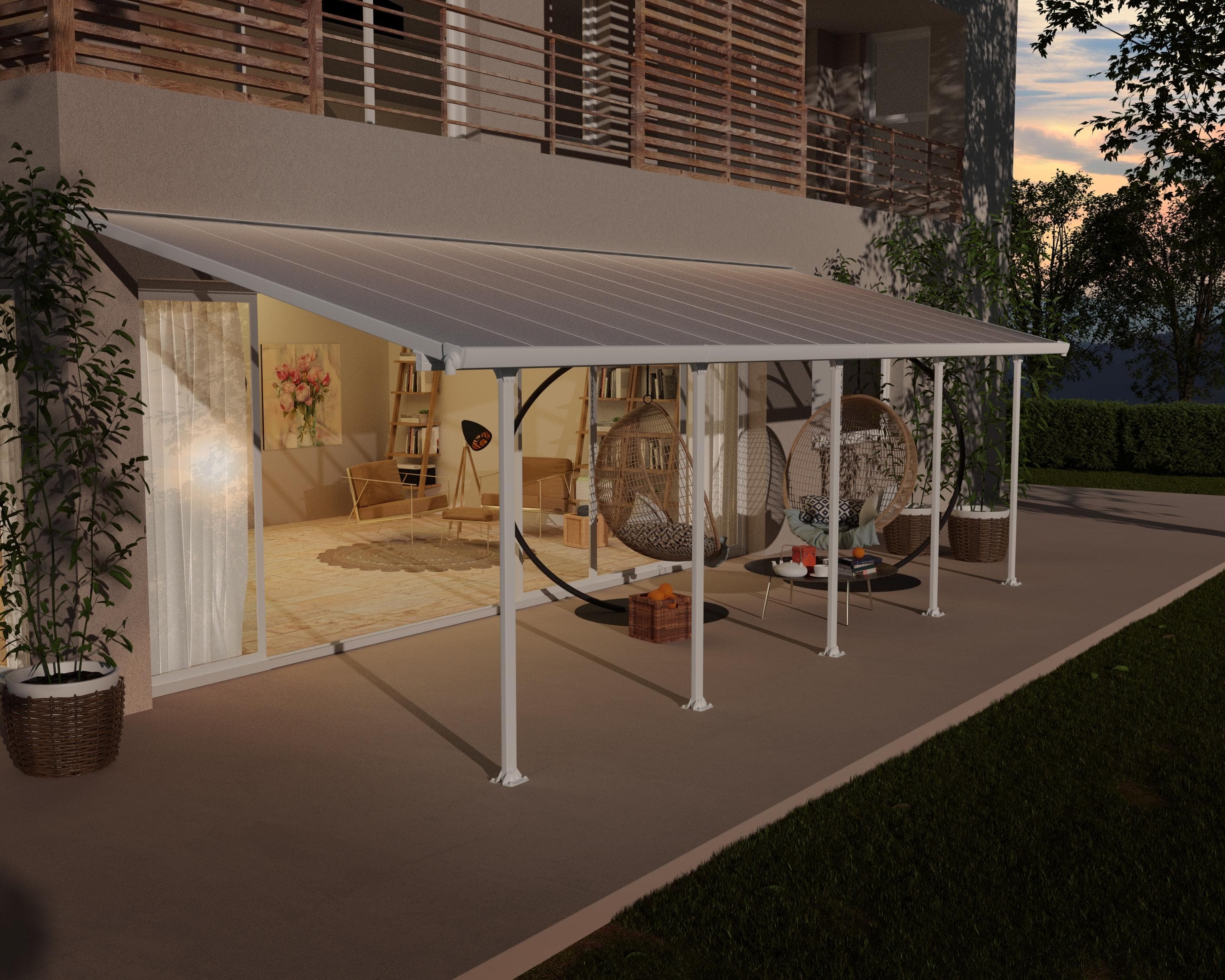 Palram Canopia Feria Alu Terrassenüberdachung Weiß Polycarbonat 8.5m
