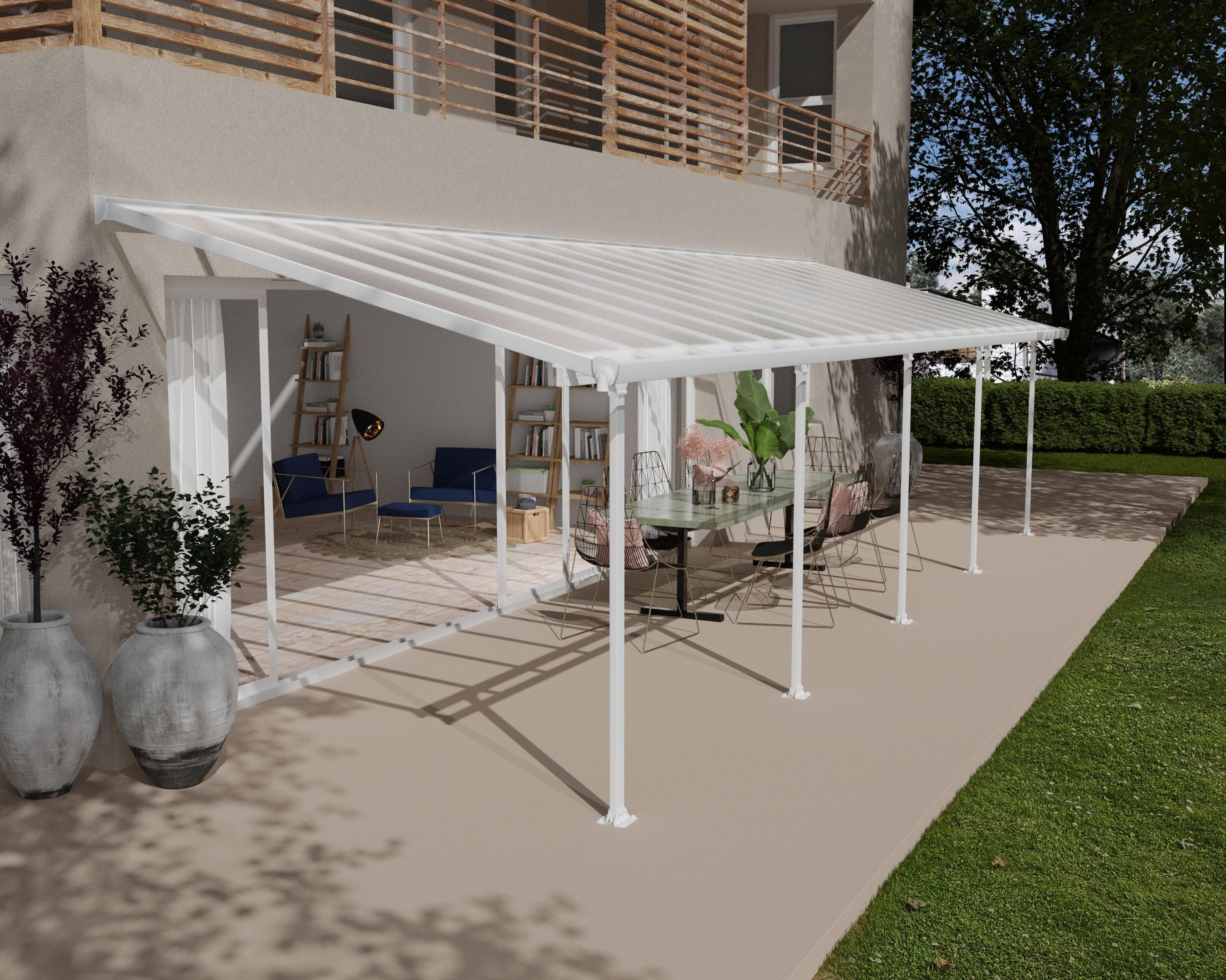 Terrassendach PALRAM - CANOPIA "Feria Alu Terrassenüberdachung" Weiß Polycarbonat
