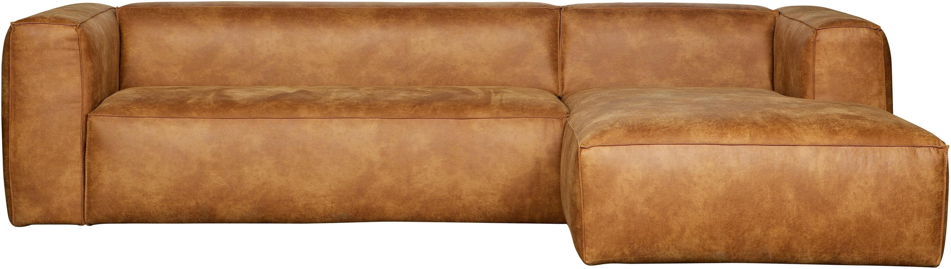 Ecksofa WOOOD Bean Cognac Lederoptik 305cm