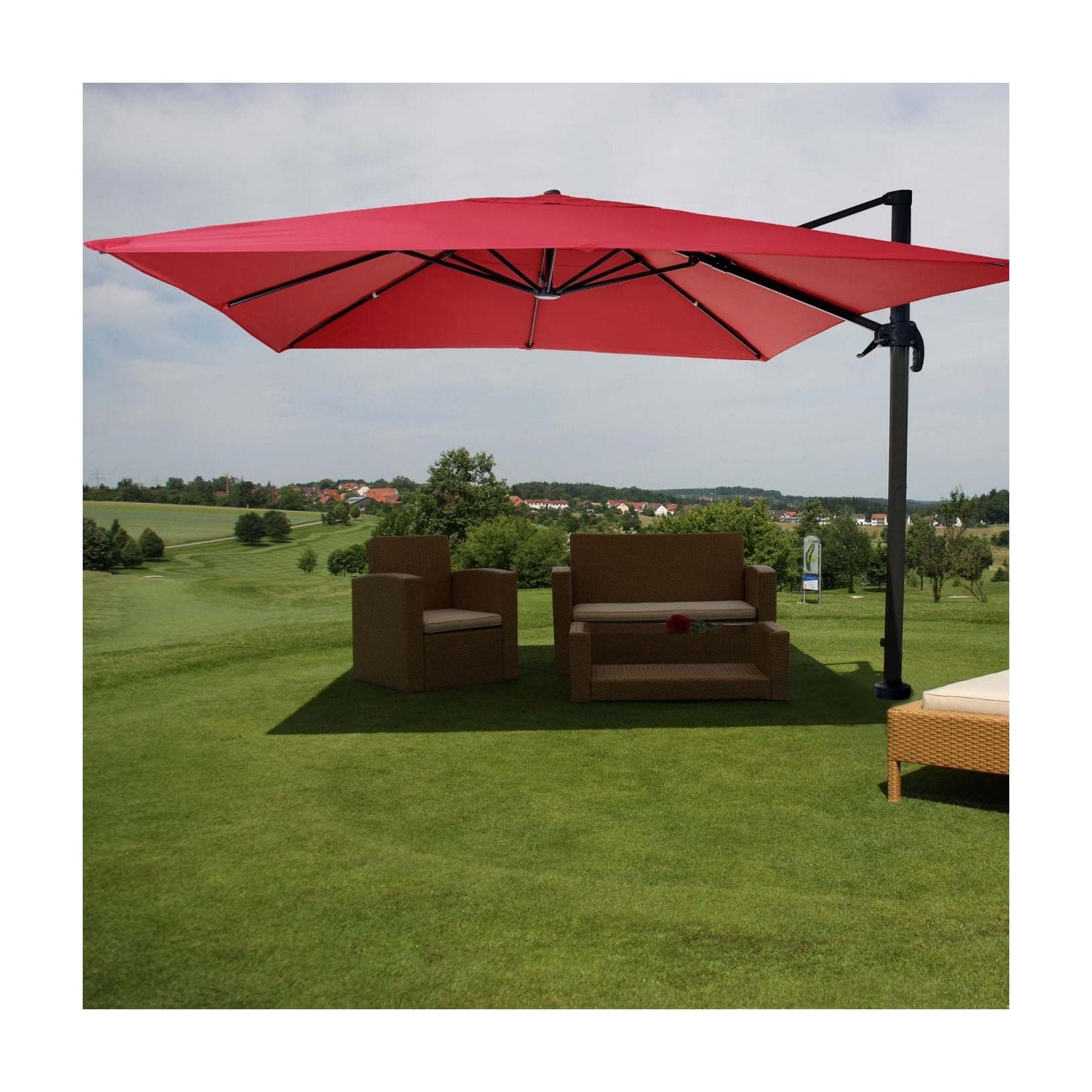 Gastronomie-Ampelschirm MCW-A96, Sonnenschirm 3x3m Polyester Alu/Stahl 23kg Rot