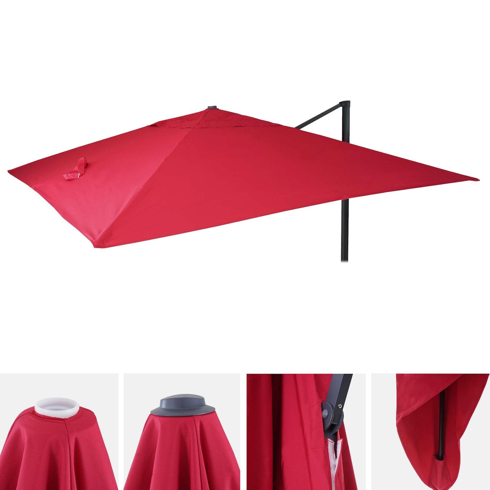 Ersatz-Bezug für Luxus-Ampelschirm MCW-A96, 3x3m Polyester Bordeaux
