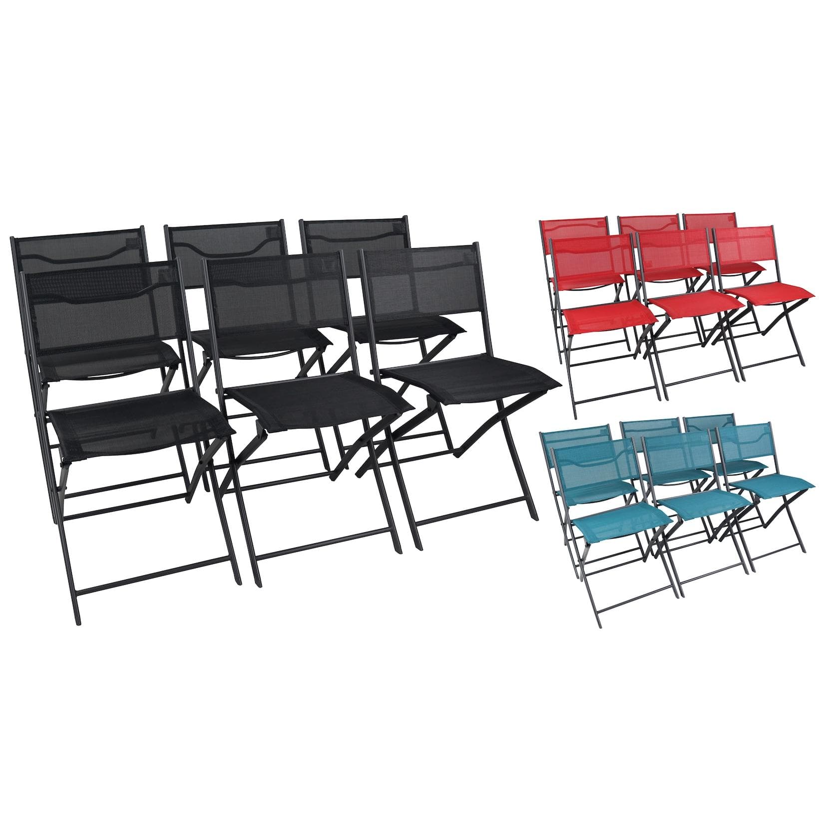 VCM Sumila Klappstuhl Set: 6 Gartenstühle mit Textilene-Bezug