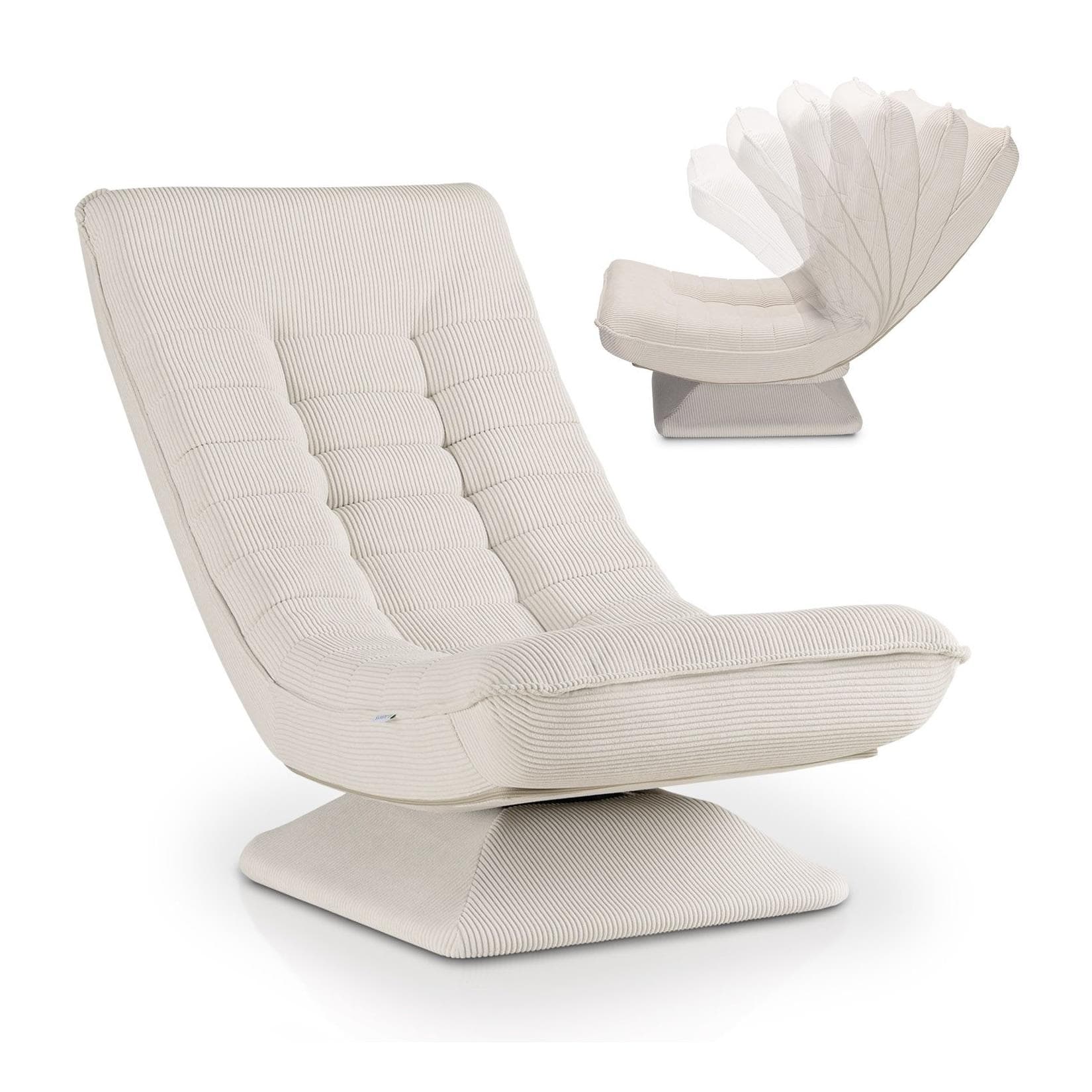 Juskys Relaxsessel Korsika Beige 360° drehbar klappbar Cord