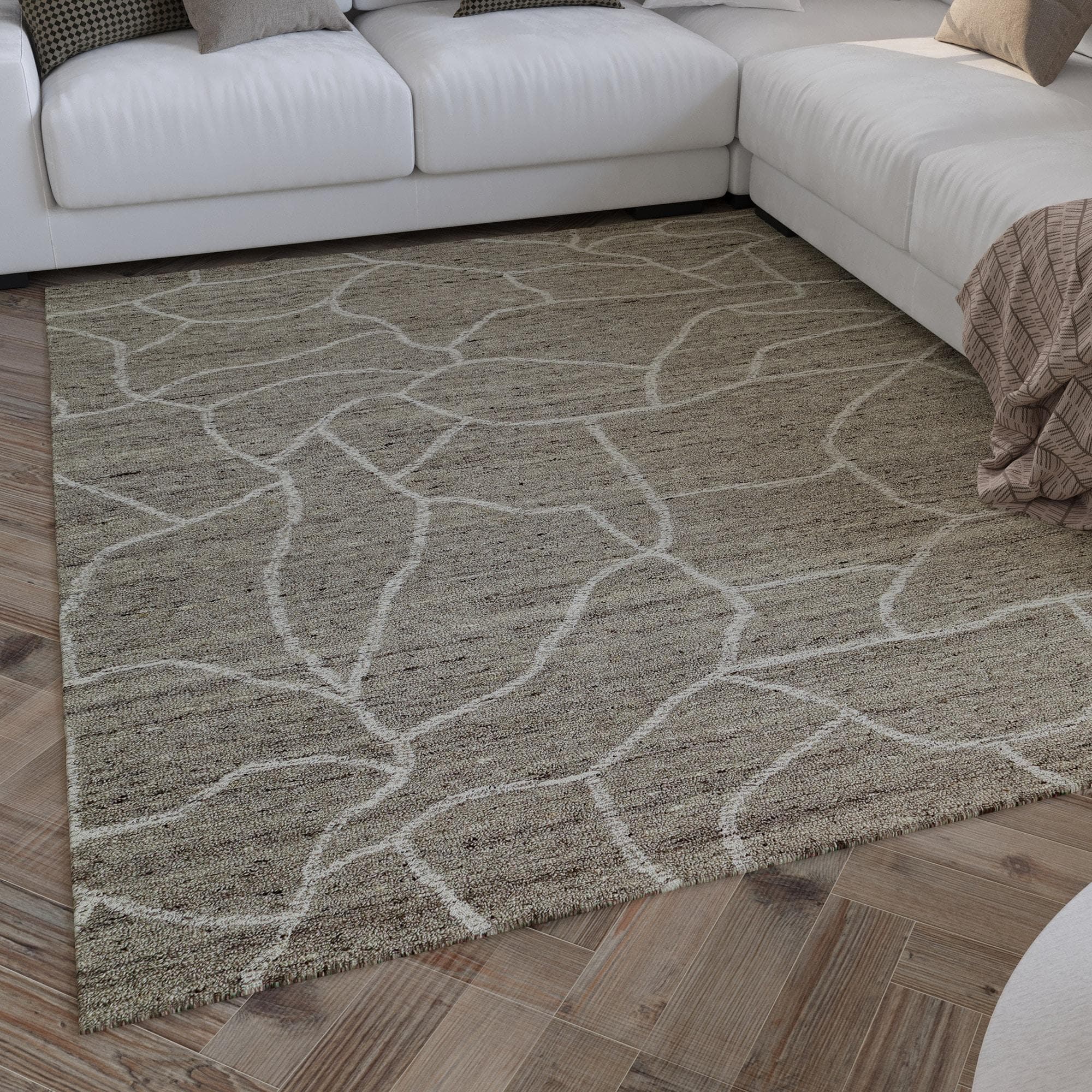 WECON HOME Wollteppich Hamptons FORTYONE Grau Kurzflor Schurwolle