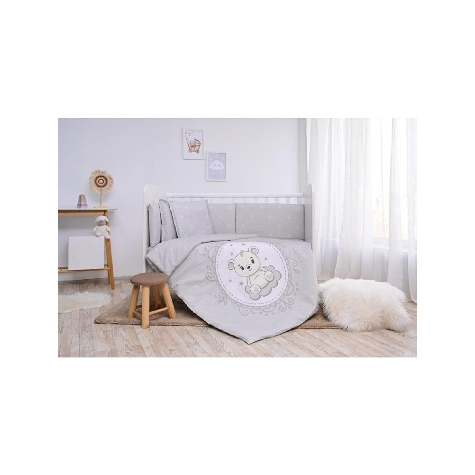 Lorelli Babybettwäsche Set Smile Grau Sterne 6-teilig