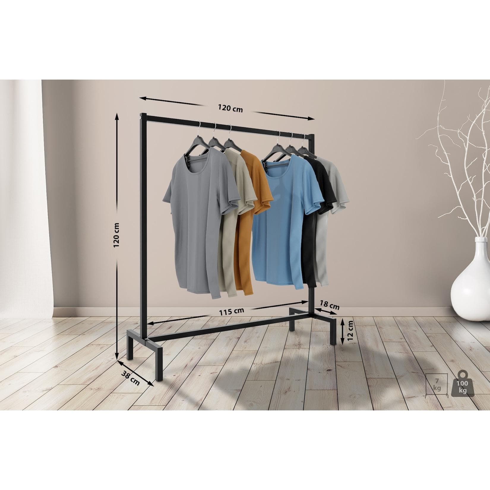 CLP Garderobenständer Melva Metall Industrial Schwarz