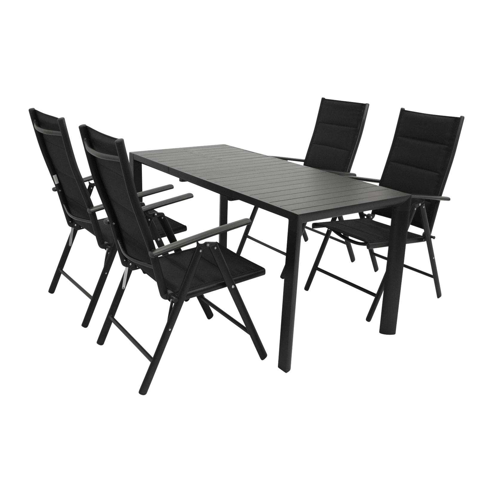 DEGAMO Garten-Essgruppe LAGOS 5-teilig Aluminium Anthrazit Schwarz