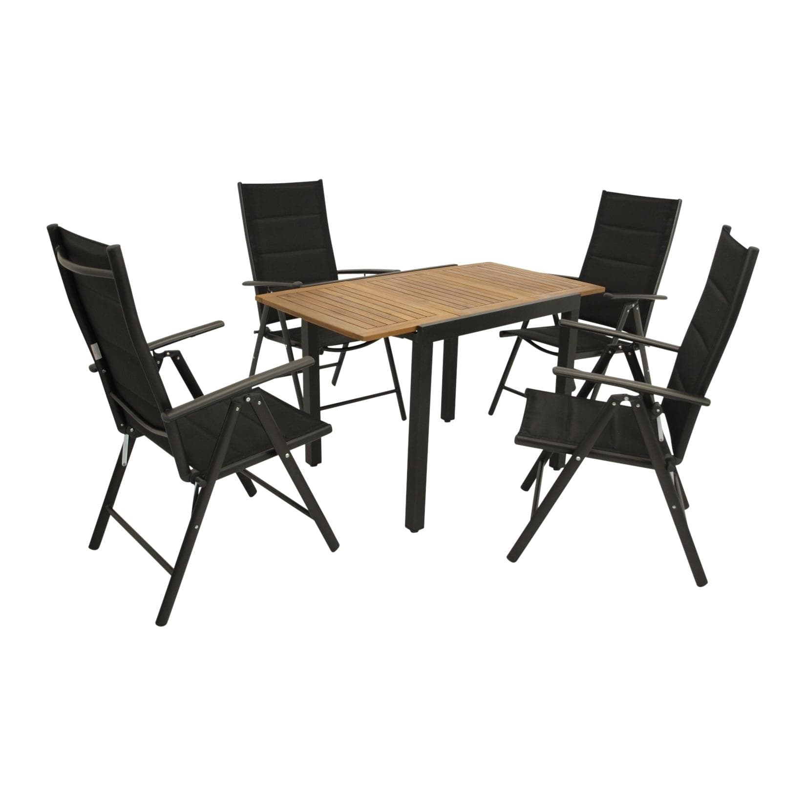 DEGAMO Garnitur VICENZA 5-teilig Anthrazit Aluminium + Akazie