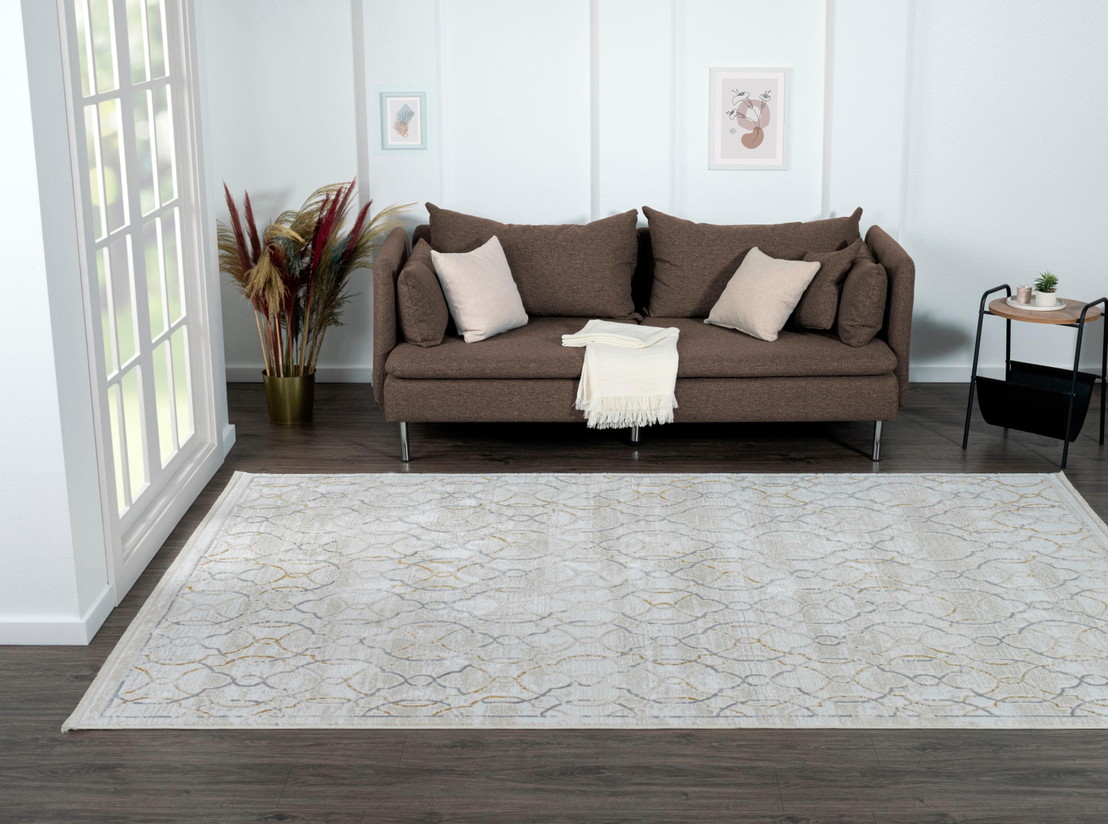 My Flair Teppich My Floor Retro-Style Beige Grau Gold Kurzflor