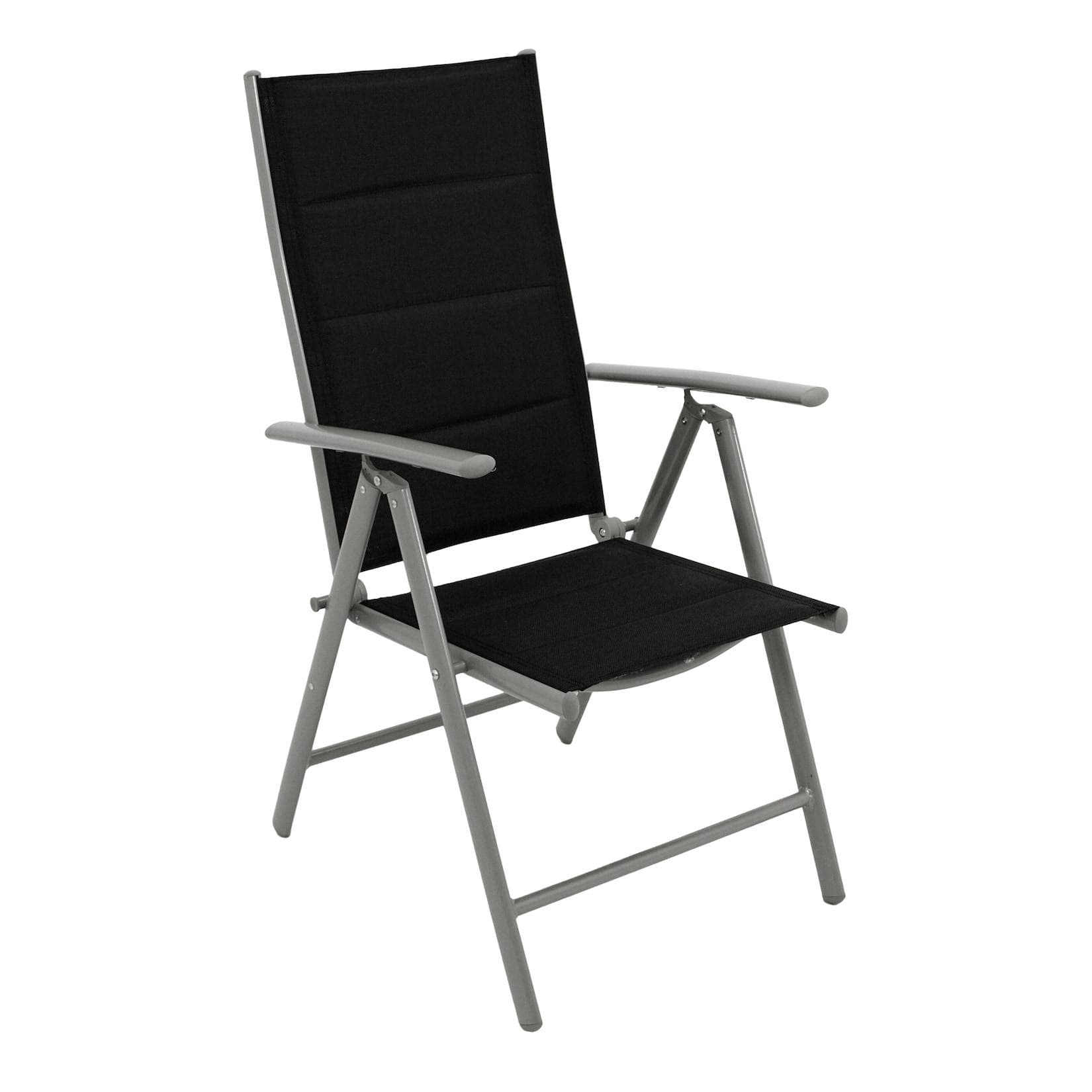 DEGAMO Klappsessel ALMERIA 2-tlg. Aluminium silbergrau + Kunstgewebe schwarz