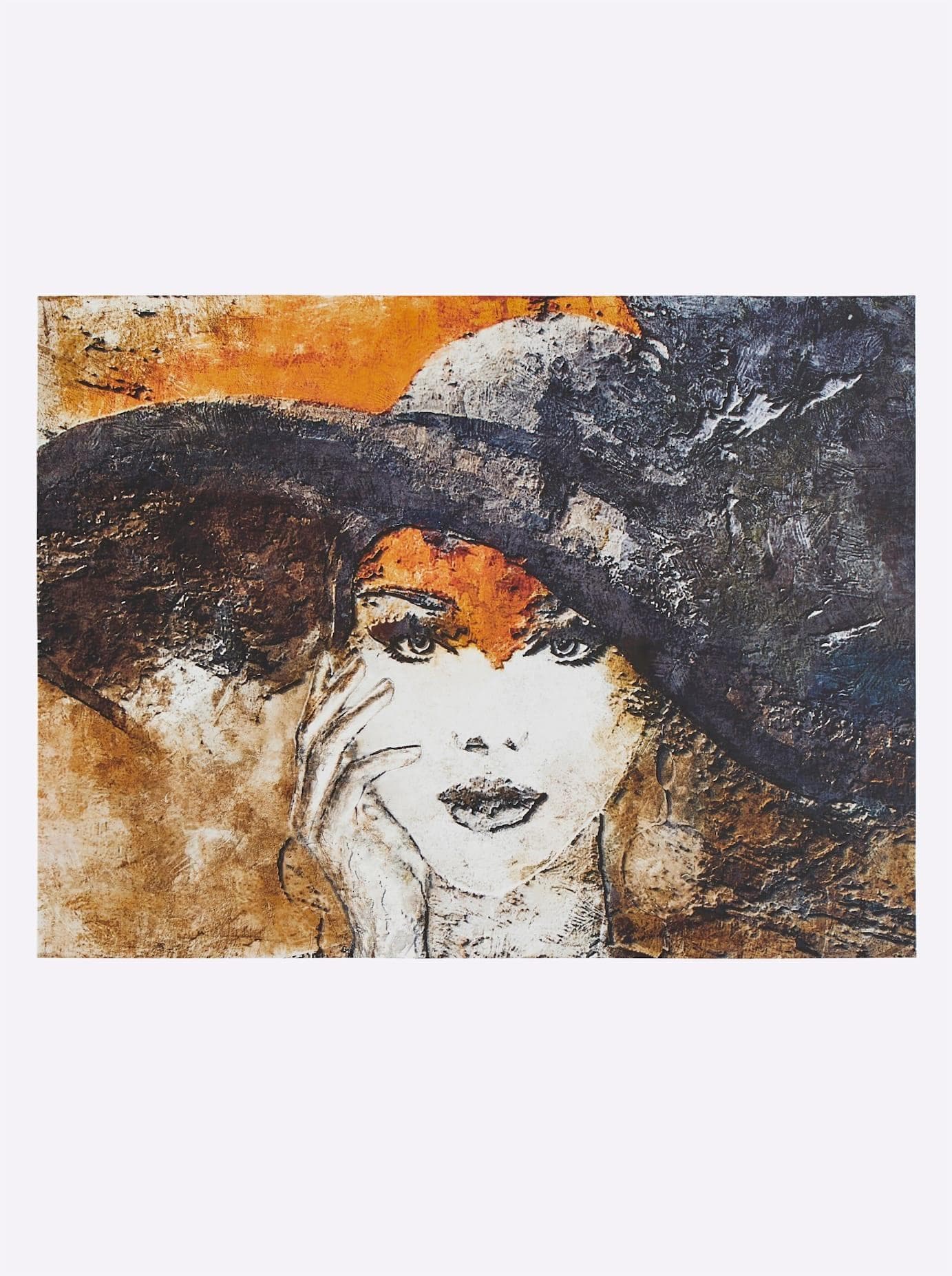 Bild HEINE HOME Frau mit Hut Schwarz-Orange