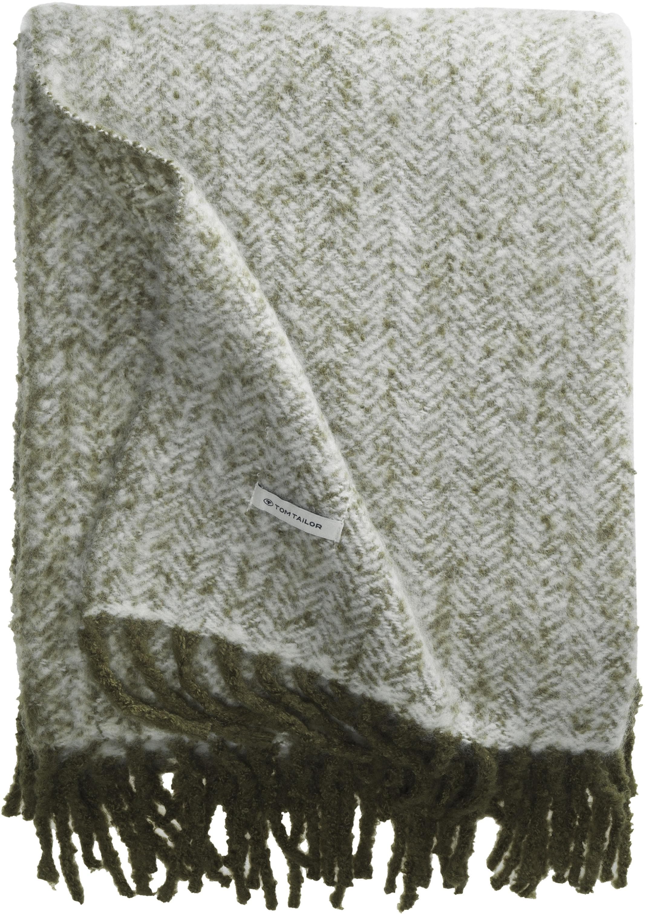 TOM TAILOR HOME Plaid Wooly Herringbone Olivgrün Fischgratmuster