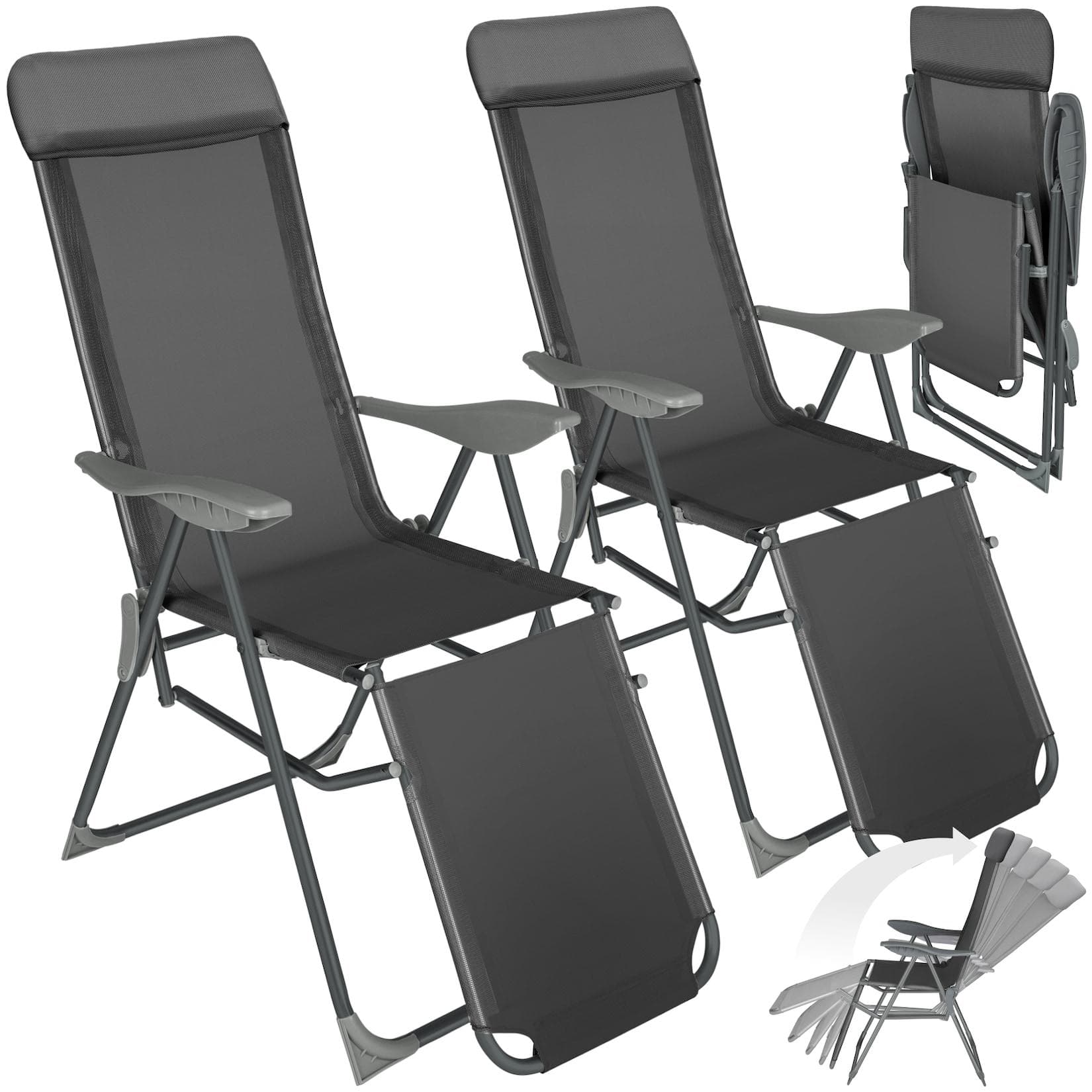 tectake 2er Set Aluminium Gartenstuhl Klappbar 5-fach Verstellbar
