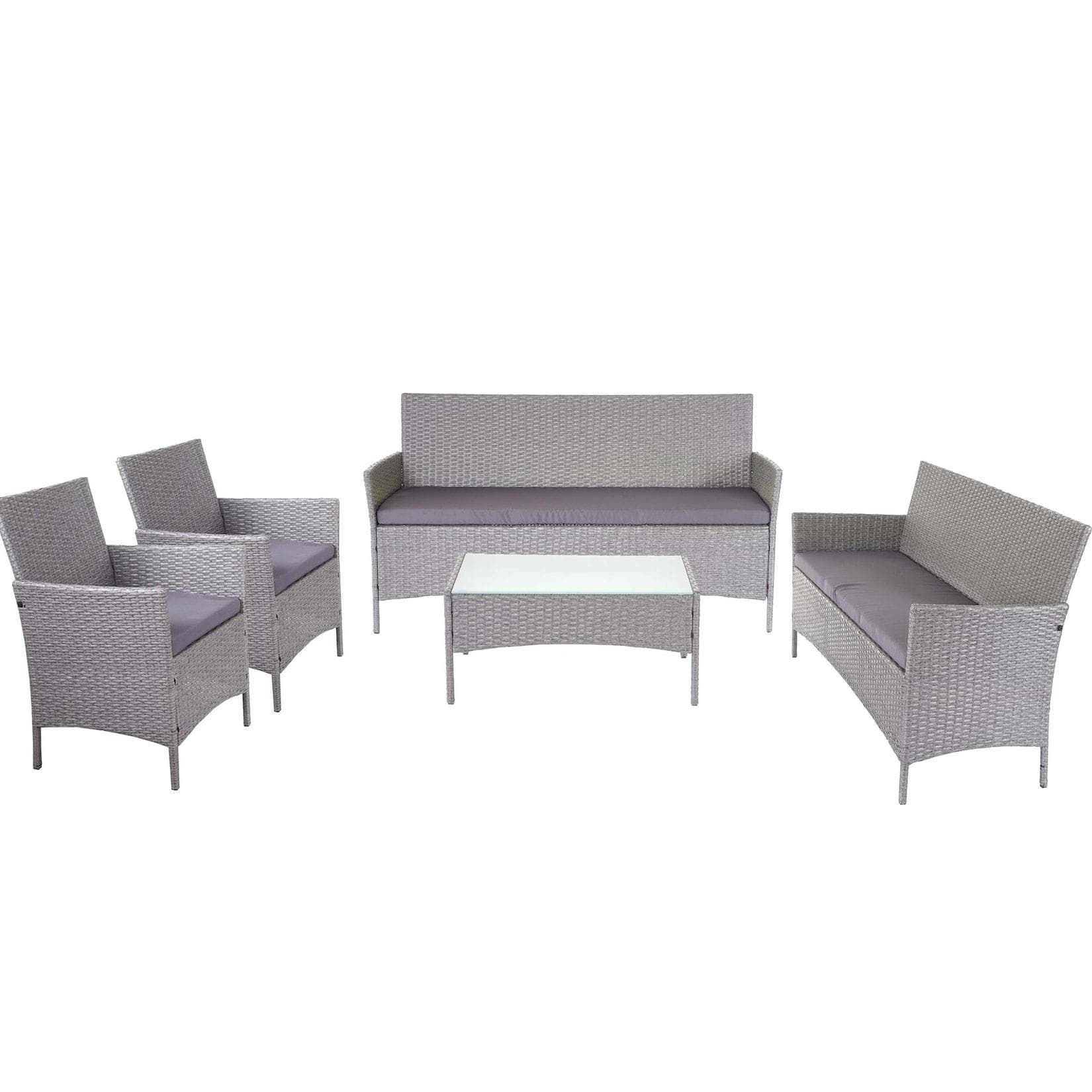 MCW Gartenlounge-Set Hamar 4-tlg. Grau Anthrazit Poly-Rattan