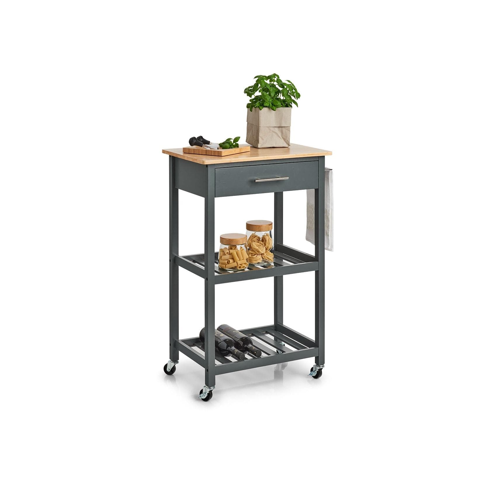 HTI-Living Küchenrollwagen MDF/Bambus Mobiler Stauraum