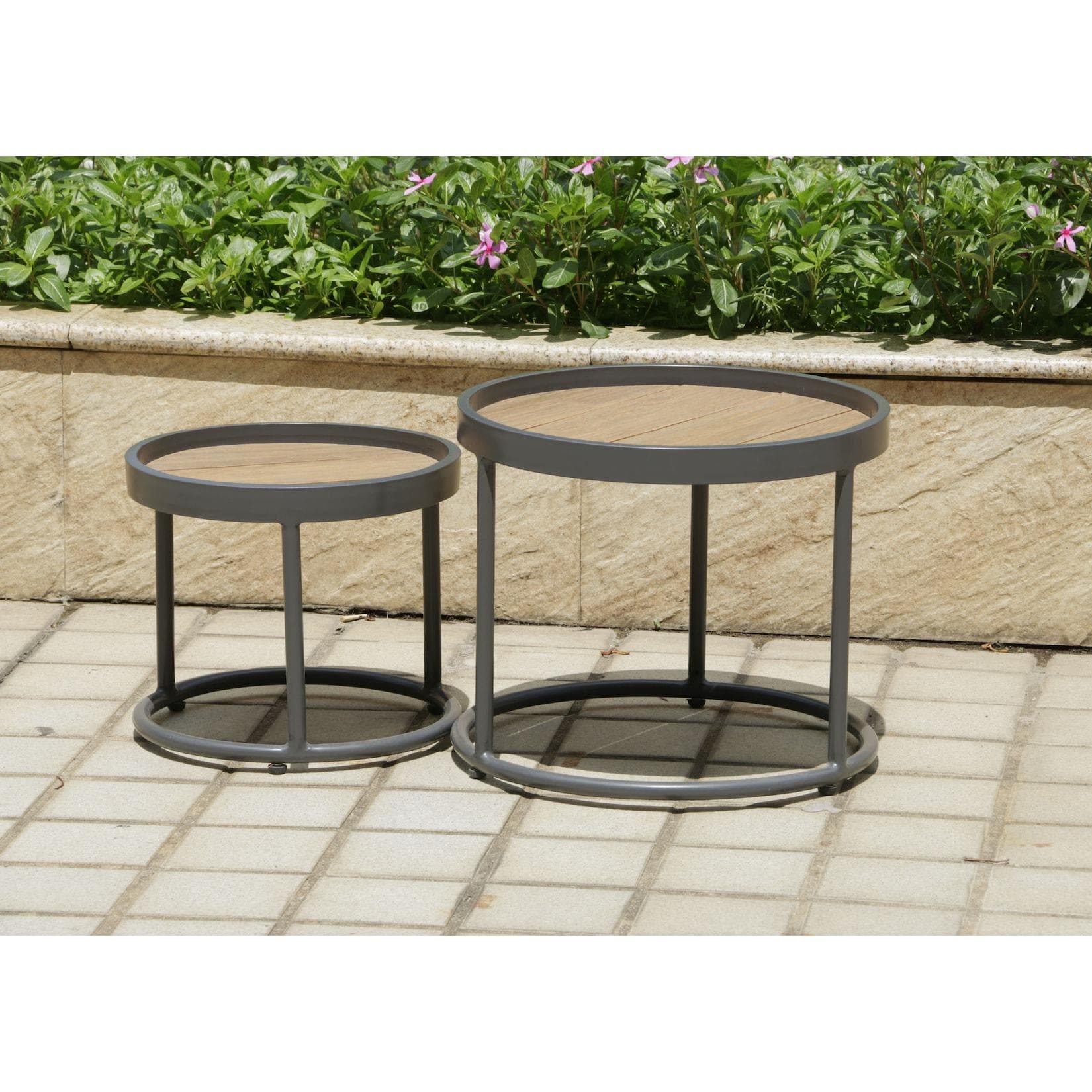 Garden Pleasure Beistelltisch SILEA 2er-Set Anthrazit Aluminium