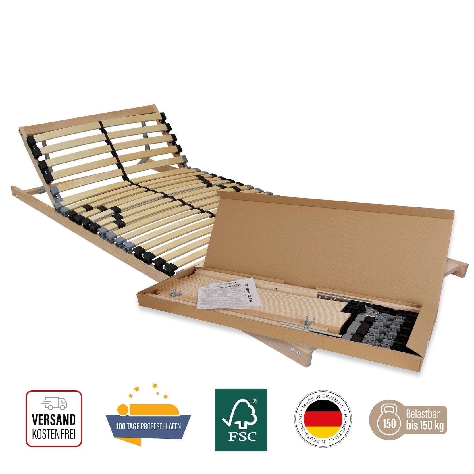 BeCoEasy 4 all BeCo Lattenrost mit verstellbarem Kopfteil