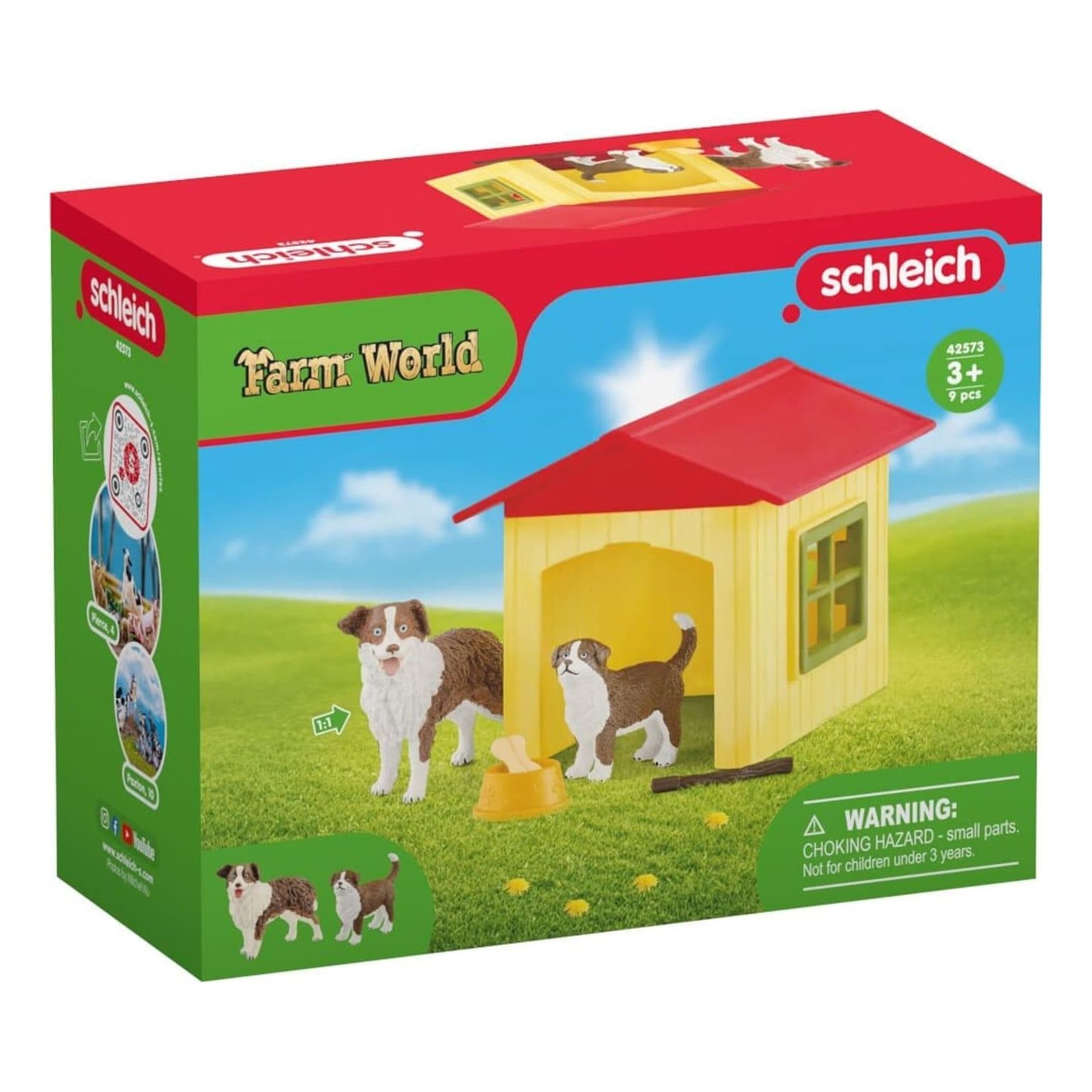 Schleich Farm World Hundehütte mit Australian Shepherd-Welpen
