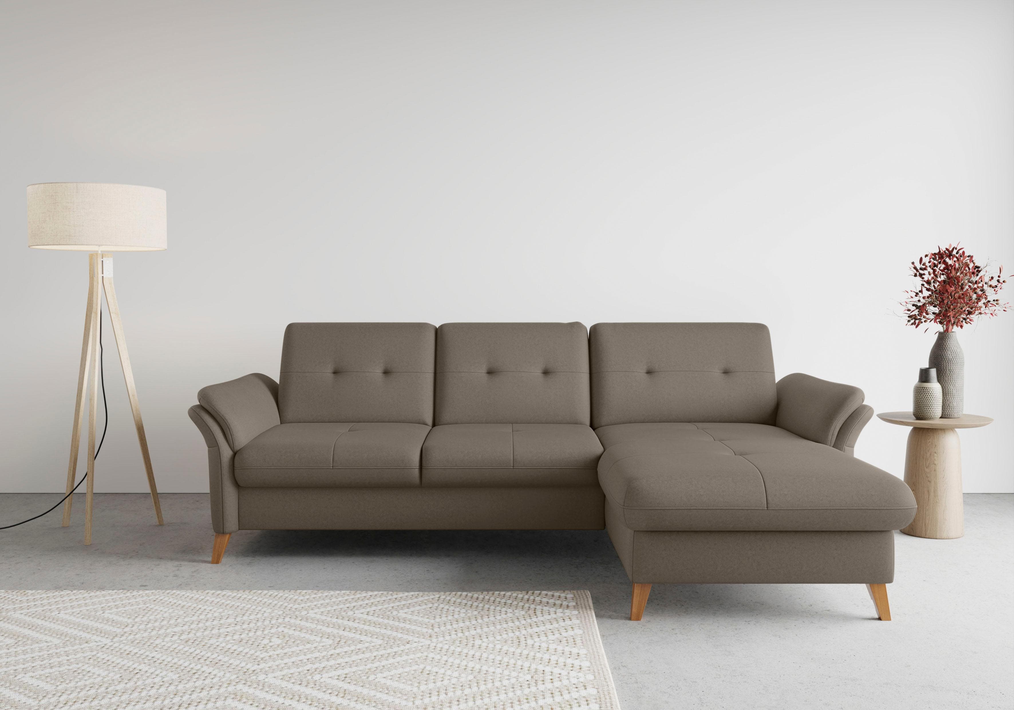 SIT & MORE Ecksofa Göteborg Braun Microfaser mit Sitztiefenverstellung