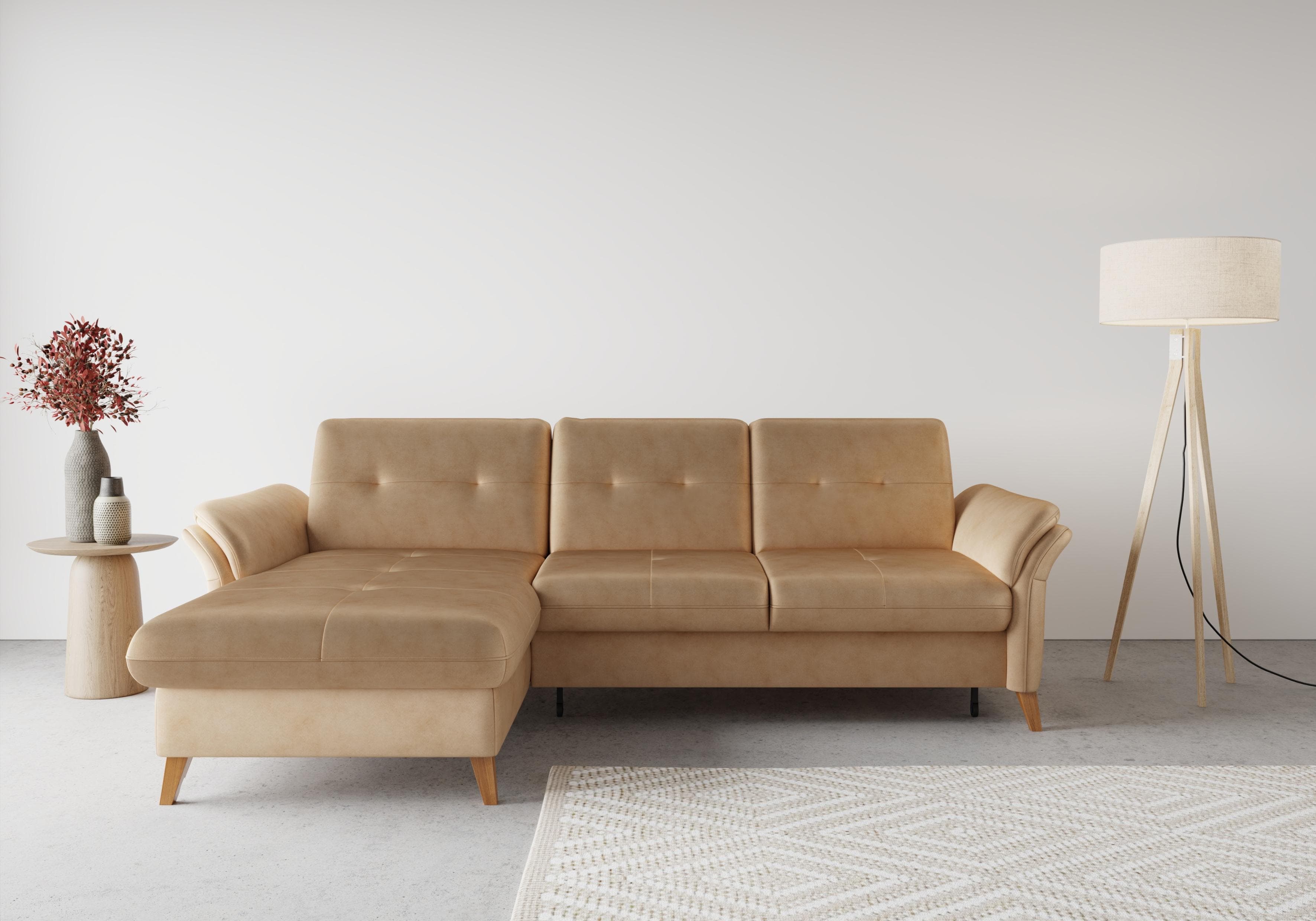 SIT & MORE Ecksofa Göteborg Macchiato mit Bettfunktion und Sitztiefenverstellung