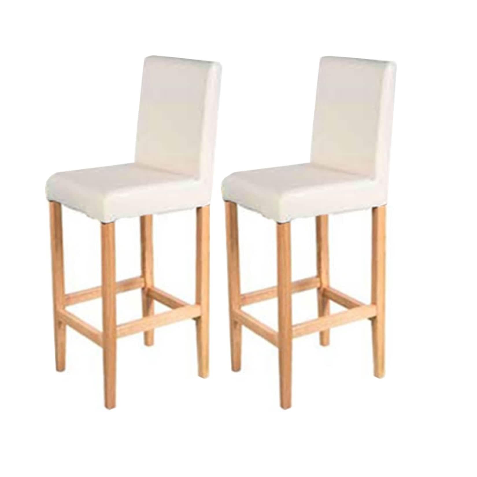 MCW 2er-Set Barhocker Vicenza Creme Holz Kunstleder