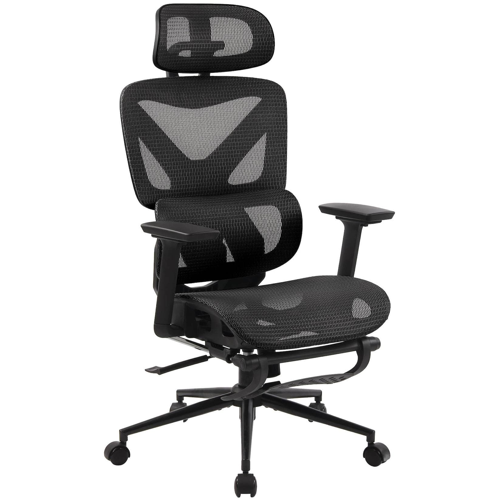 CLP Bürostuhl Reston Ergonomischer Schreibtischstuhl mit Fußstütze, 3D-Kopfstütze, Drehfunktion & verstellbarer Rückenlehne