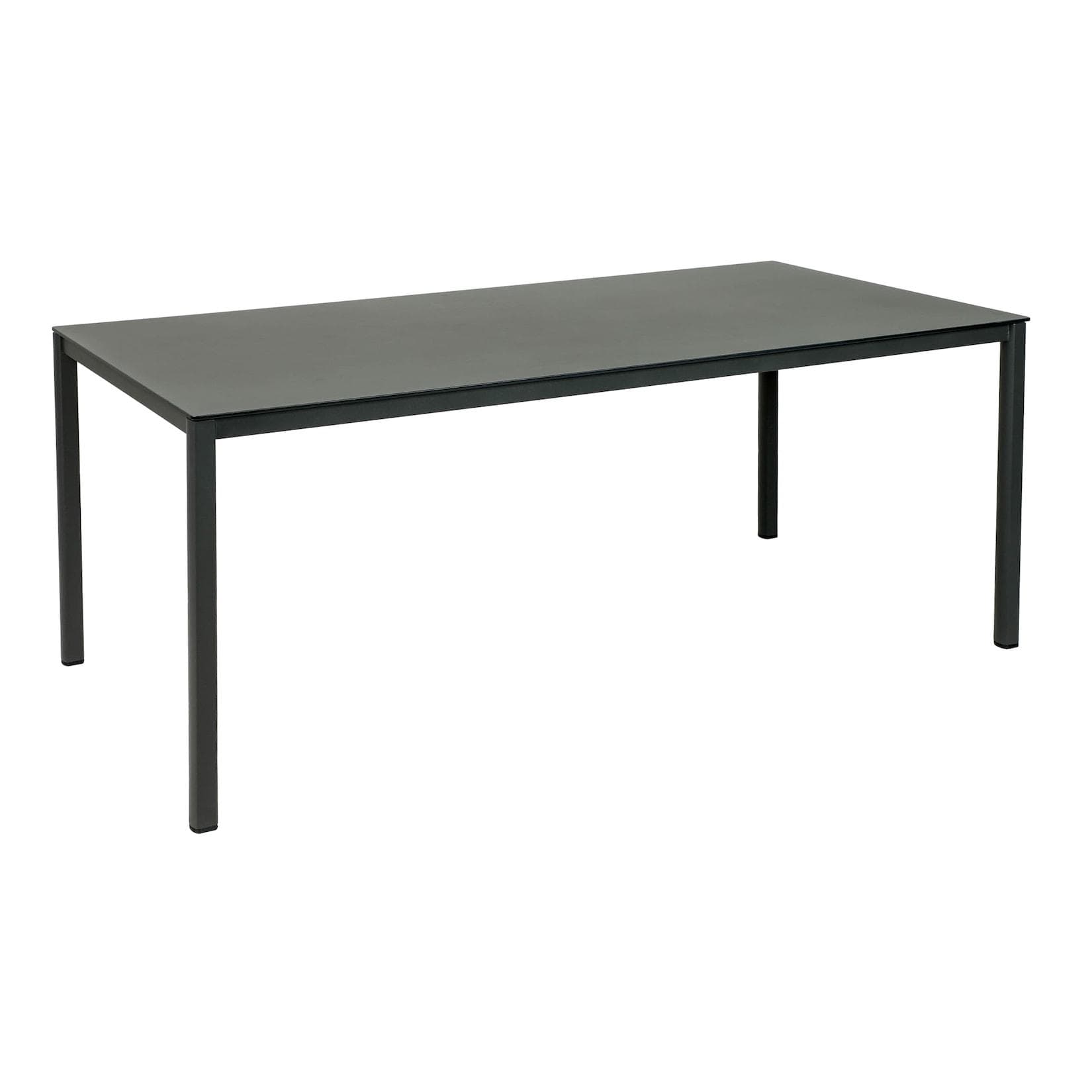 Moderner Gartentisch aus Edelstahl und Glas in Anthrazit