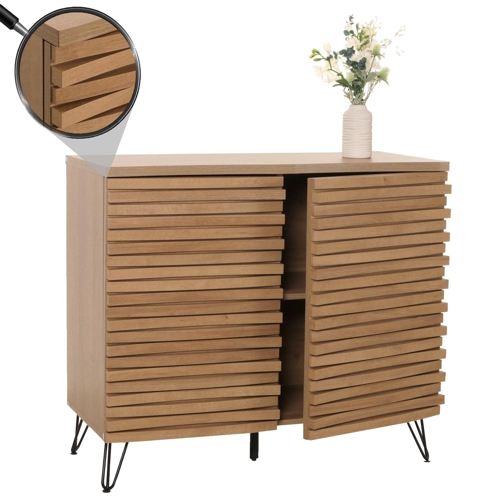 MCW Kommode MCW-M49 Sideboard 3D-Design Natur MDF Metall