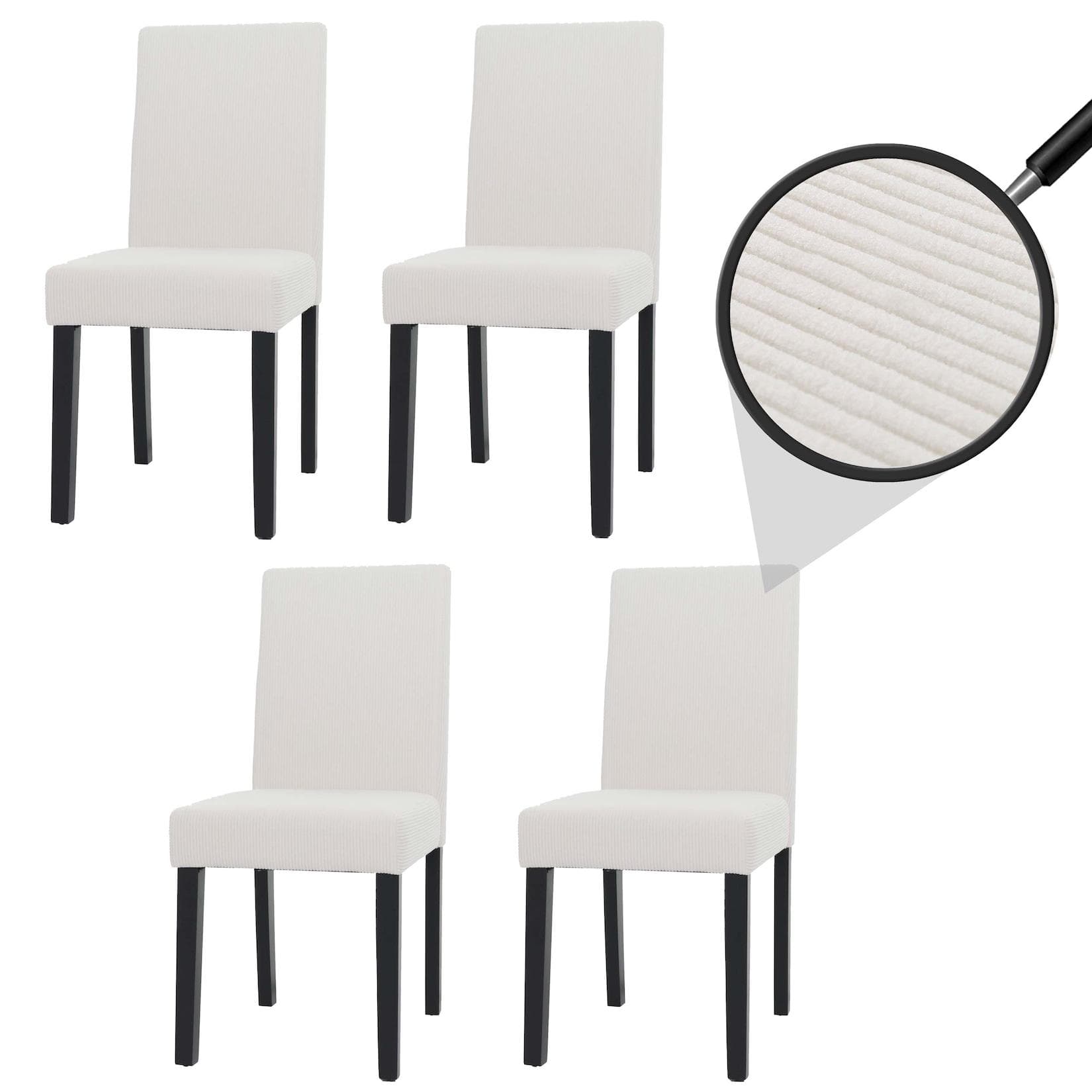MCW 4er-Set Esszimmerstuhl Littau Creme Stoff Hochlehner