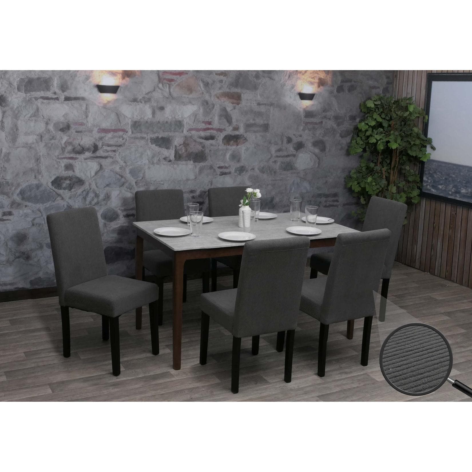 MCW 6er-Set Esszimmerstuhl Littau Dunkelgrau Stoff Hochlehner