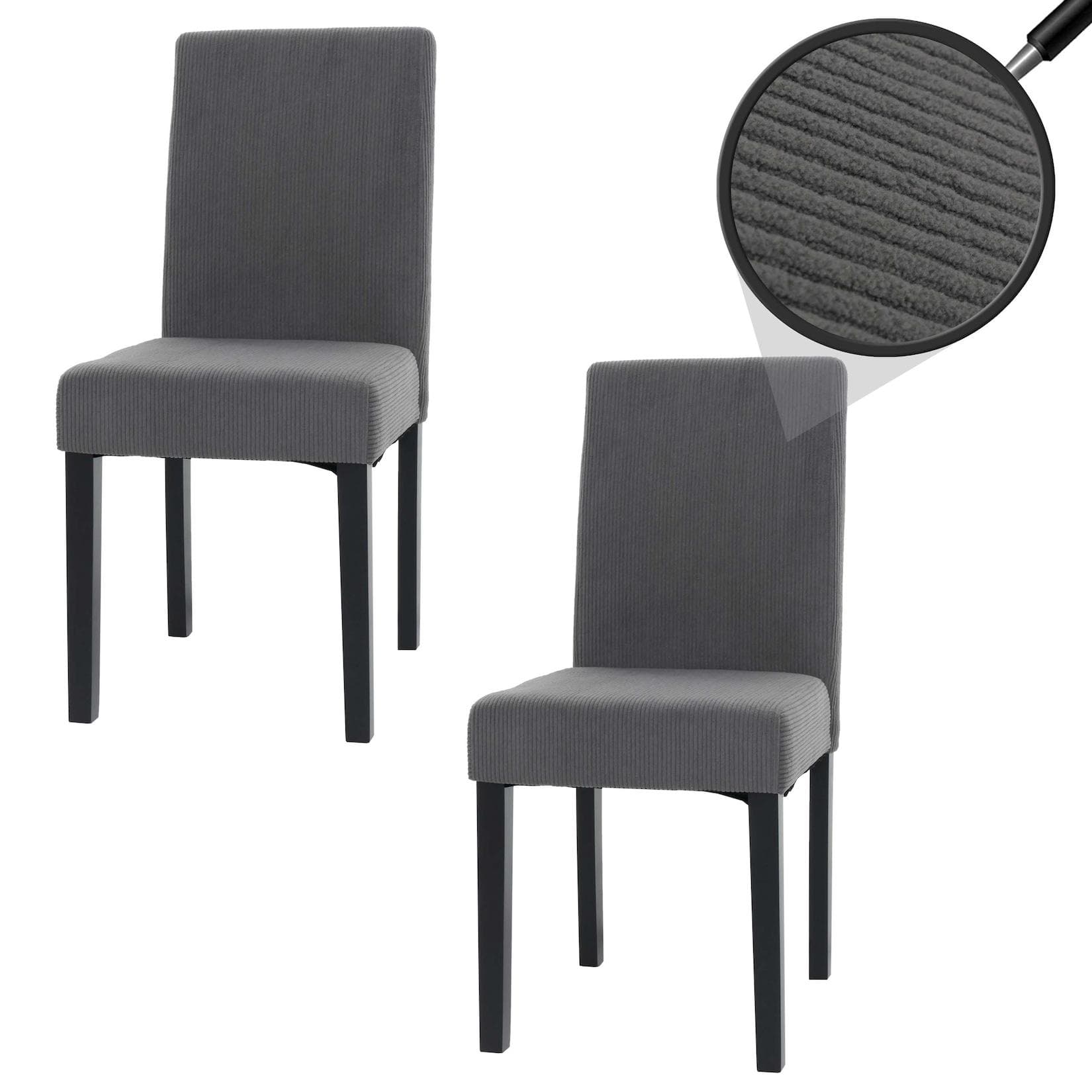 MCW 2er-Set Esszimmerstuhl Littau Dunkelgrau Stoff Hochlehner