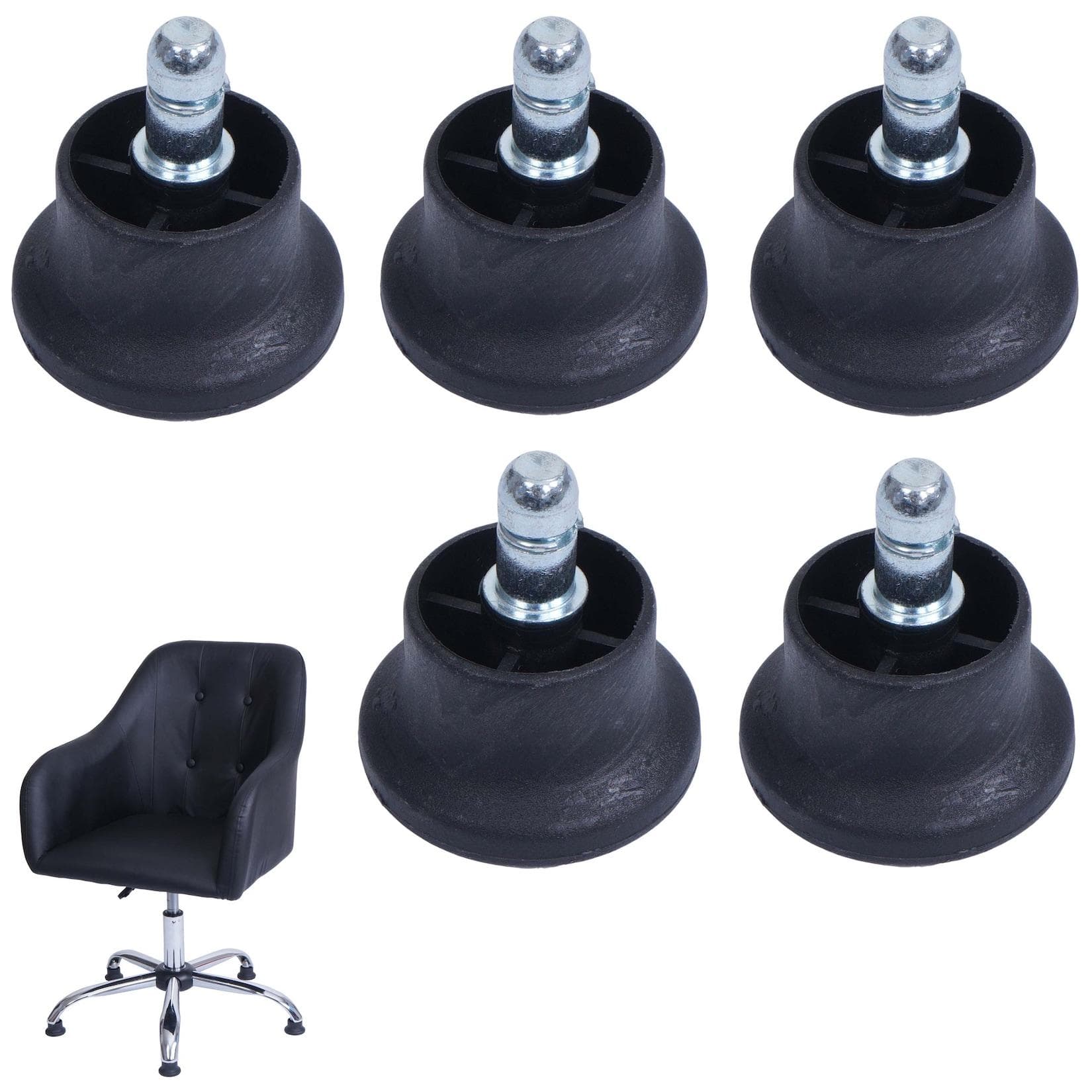 MCW 5er-Set Bodengleiter Schwarz Ø 11mm für Bürostuhl