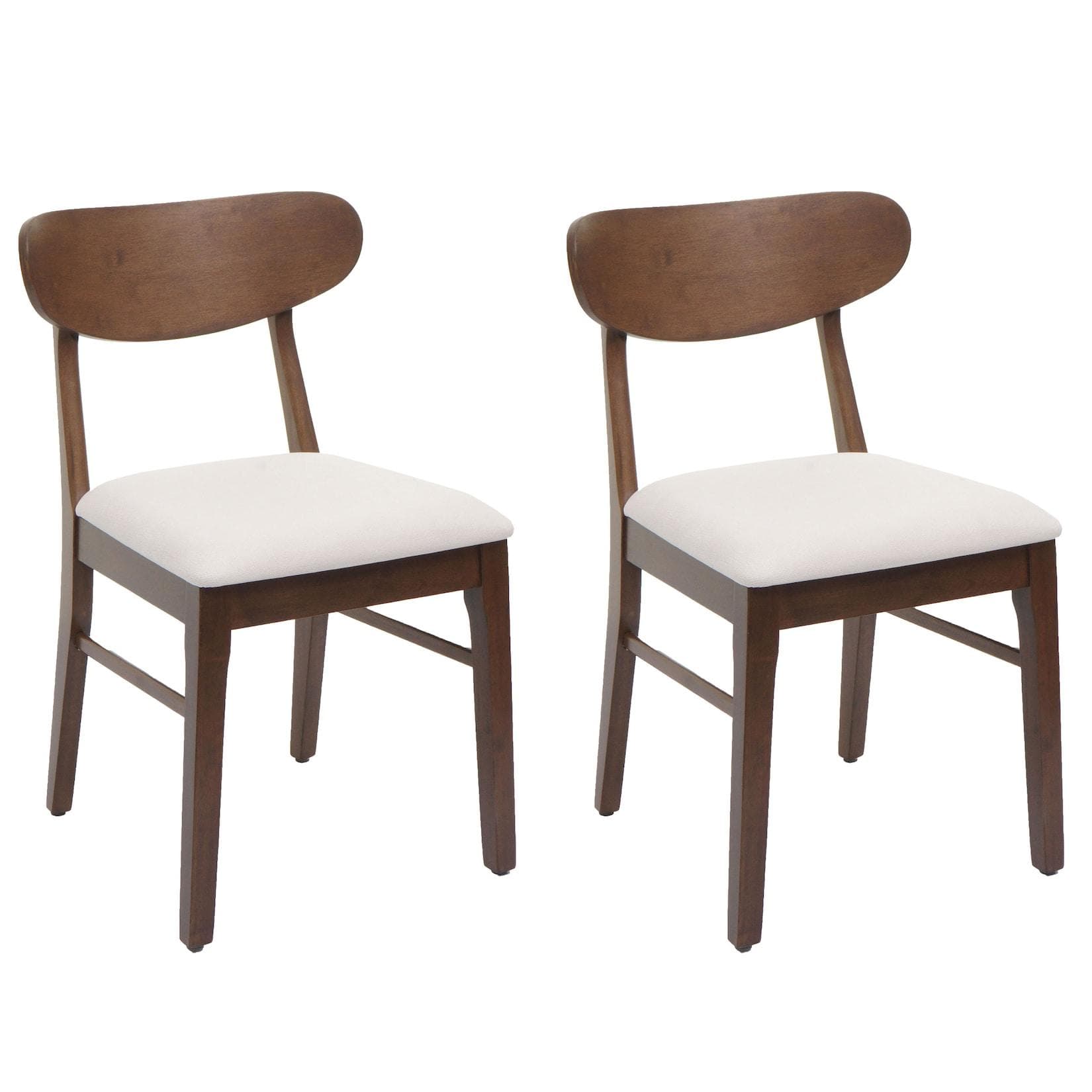 MCW 2er-Set Esszimmerstuhl MCW-M59 Stoff Creme Dunkles Gestell