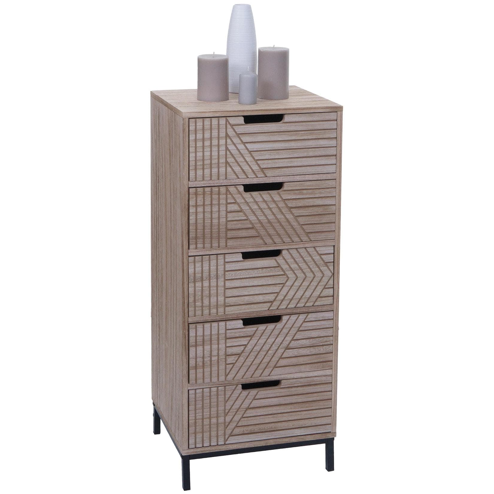 MCW Kommode Highboard 5 Schubladen Natur 3D-Design