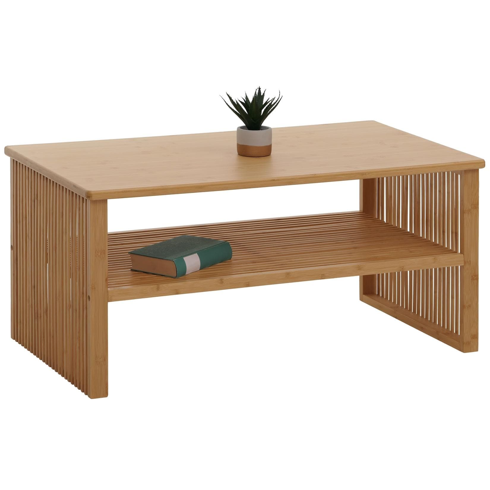 MCW Bambus Couchtisch mit Ablagefach - Wohnzimmertisch