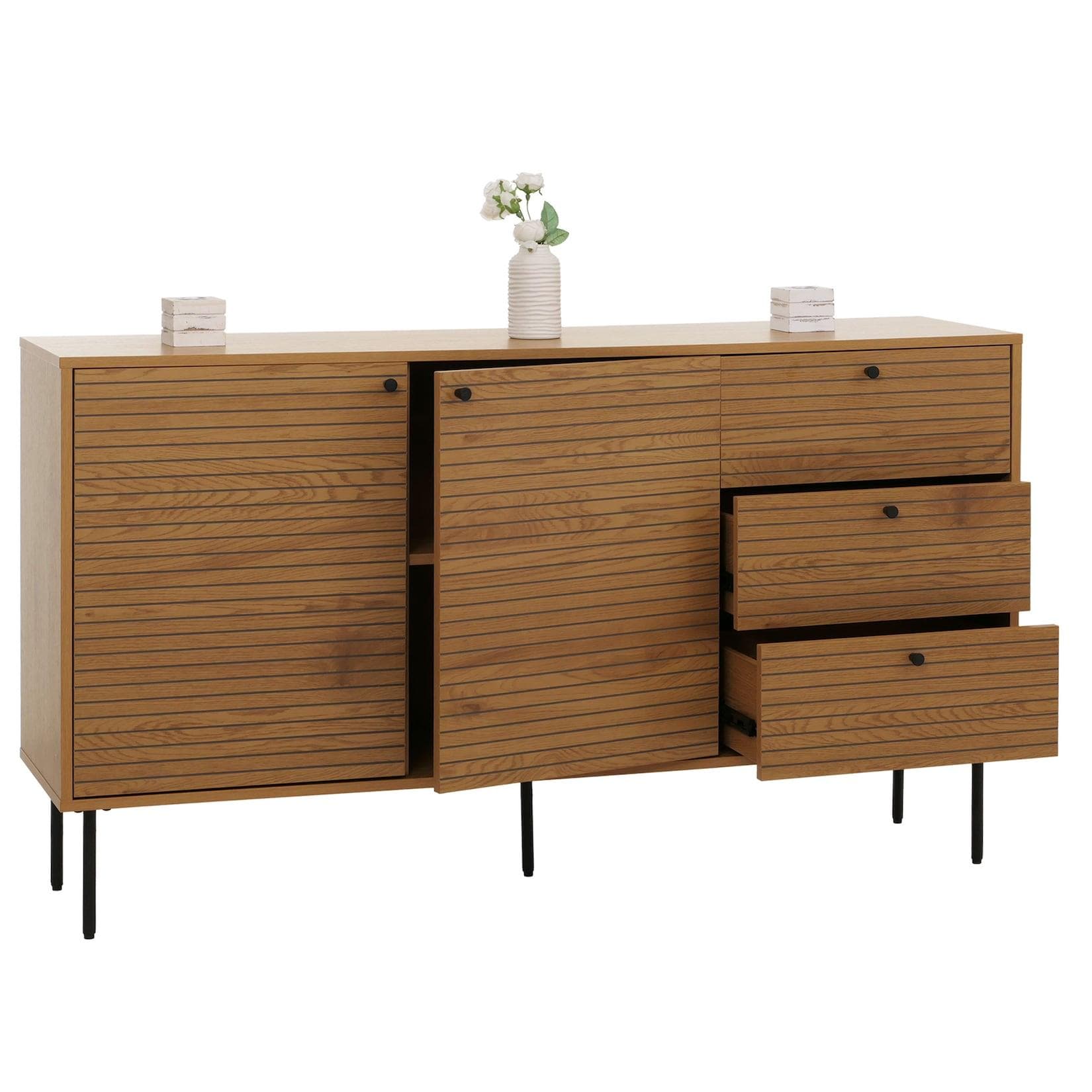 MCW Kommode Sideboard 3 Schubladen 2 Türen Skandinavischer Stil Natur