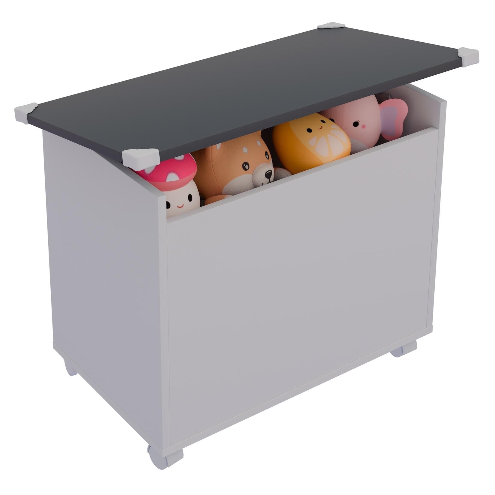 VCM Sitztruhe Bosula M Grau/Weiß Holz Sitzbank Aufbewahrung