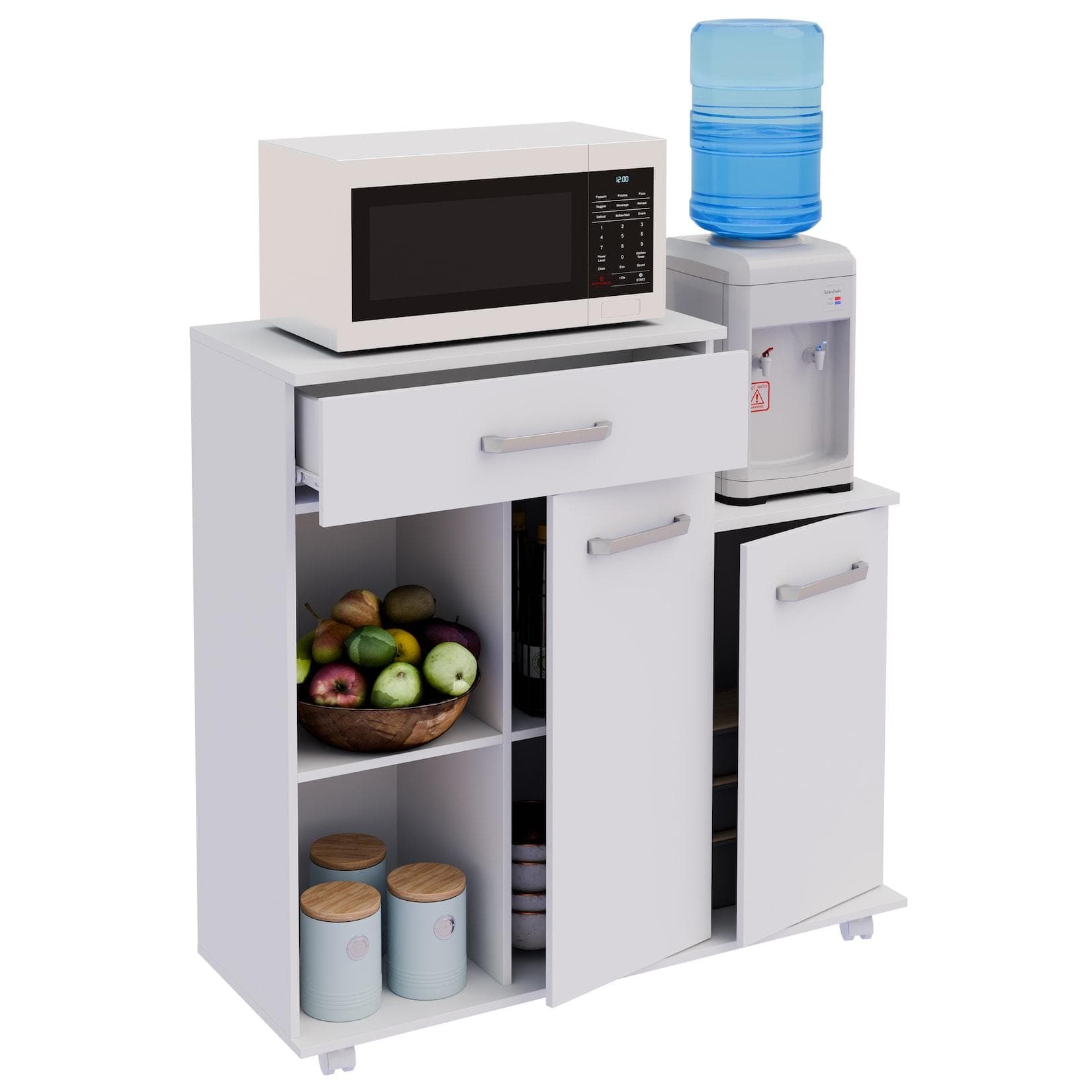 VCM Küchenwagen Servierwagen mit Schubladen & Drehtüren