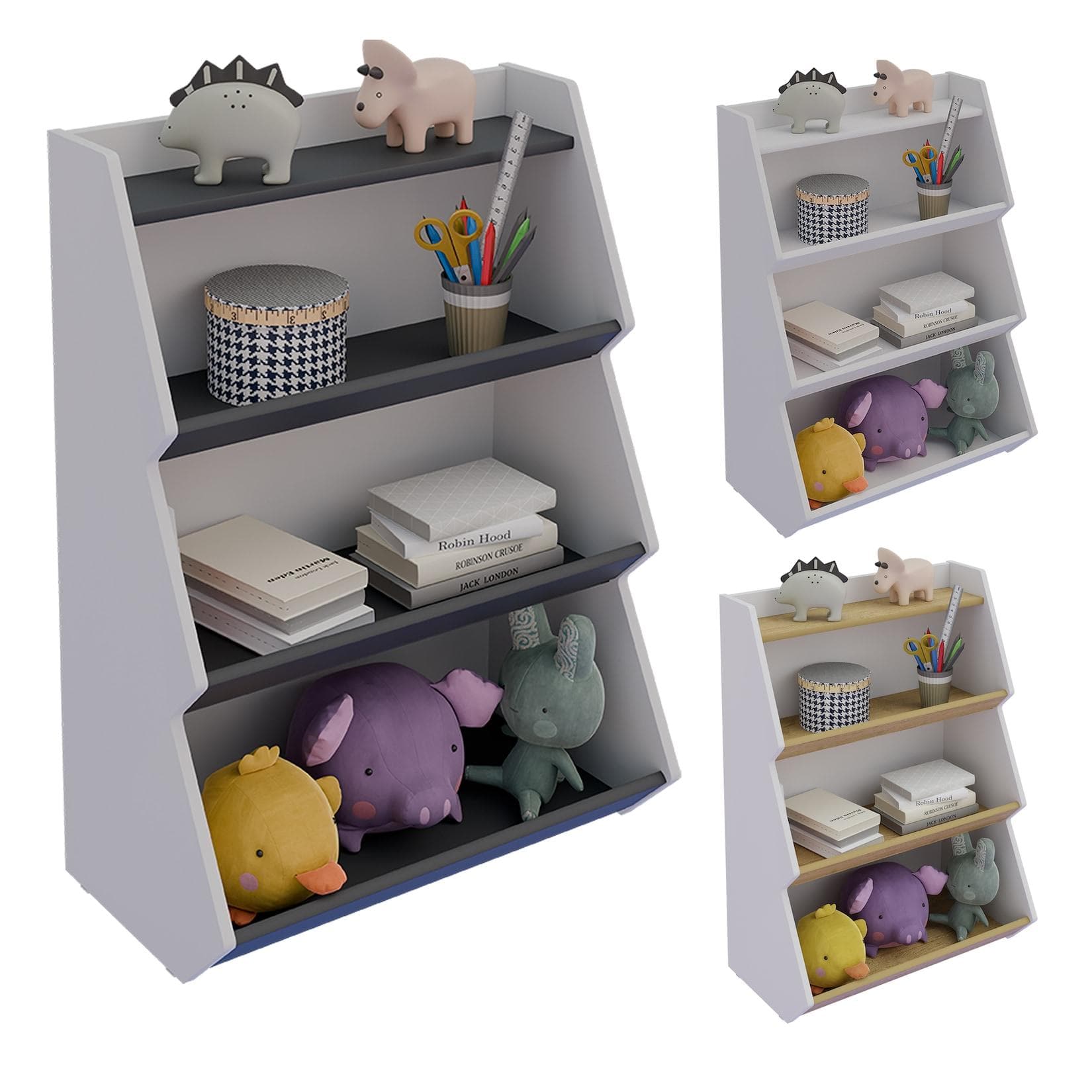 VCM Standregal Italien Holz Kinderregal Weiß Braun