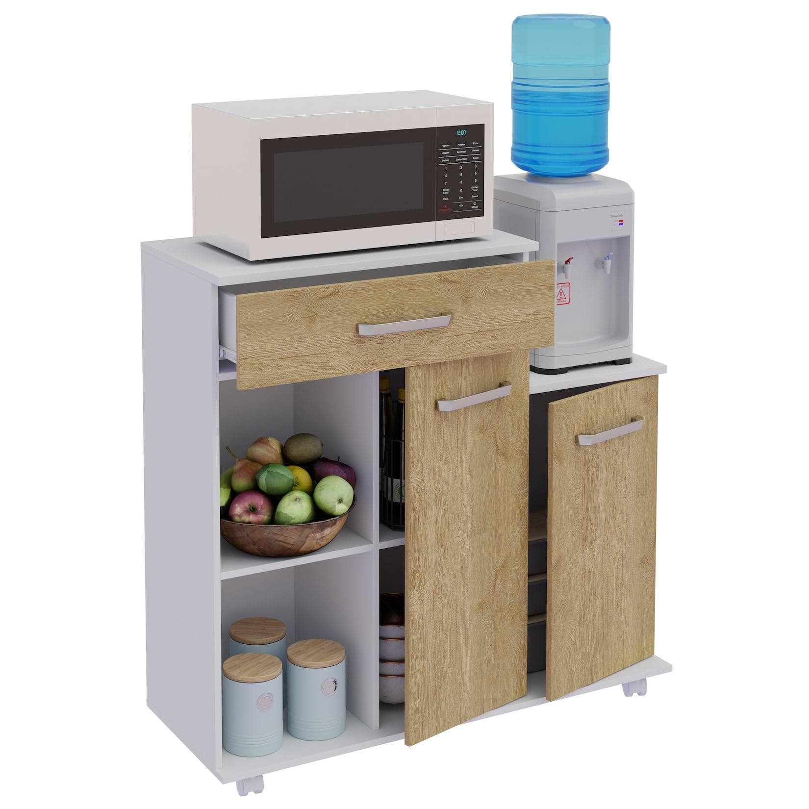 VCM Küchenwagen Servierwagen mit Schubladen & Drehtüren