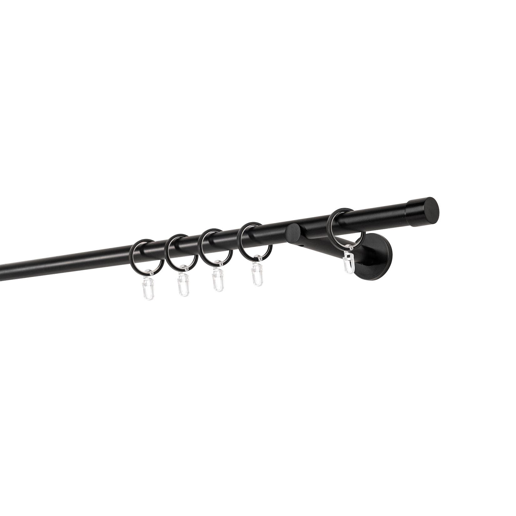 mydeco Gardinenstange Cap Schwarz 20mm Ø Wandträger 12cm