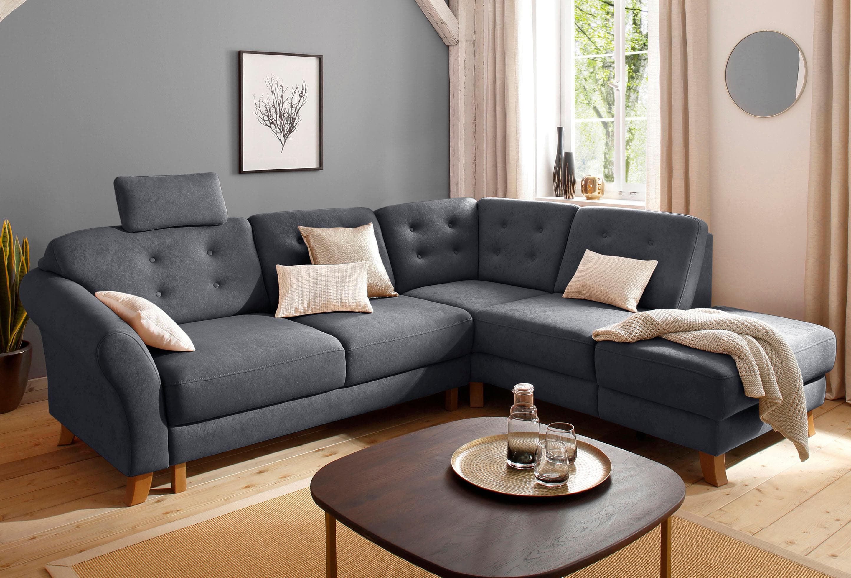 Home affaire Ecksofa Trondheim L-Form Grau mit Bettfunktion