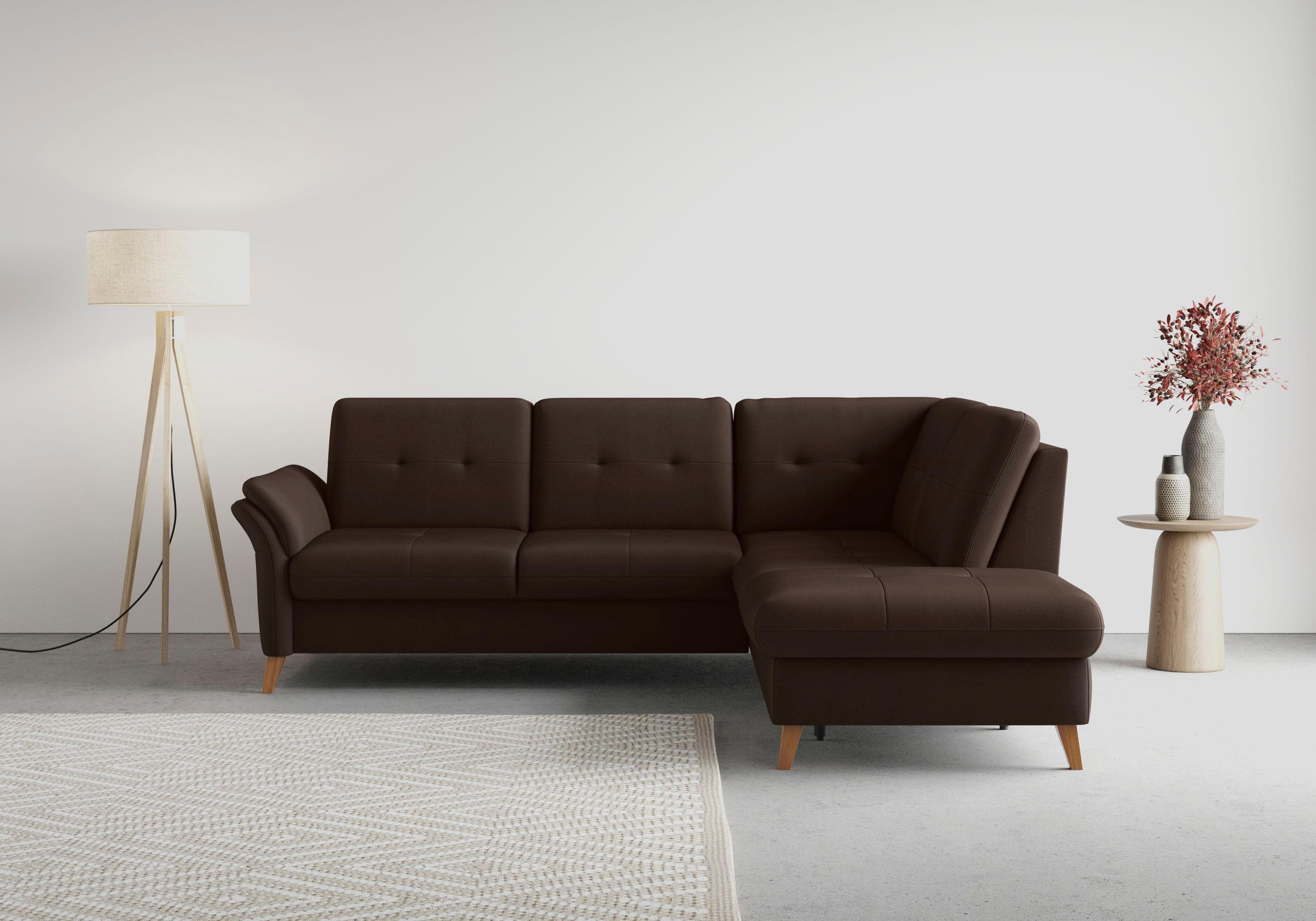 SIT & MORE Ecksofa Göteborg Dunkelbraun mit Sitztiefenverstellung
