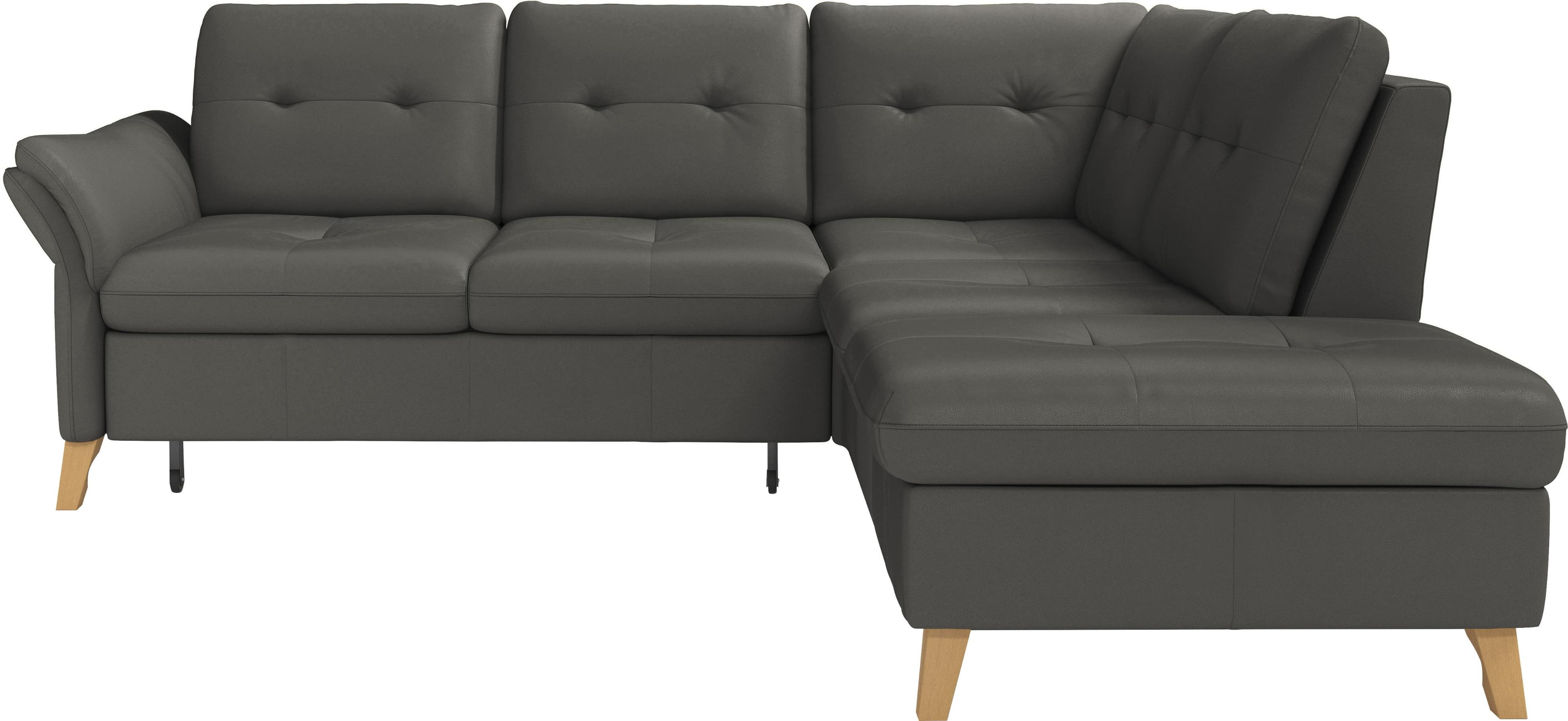 SIT & MORE Ecksofa Göteborg NaturLEDER Grau Anthrazit mit Bettfunktion