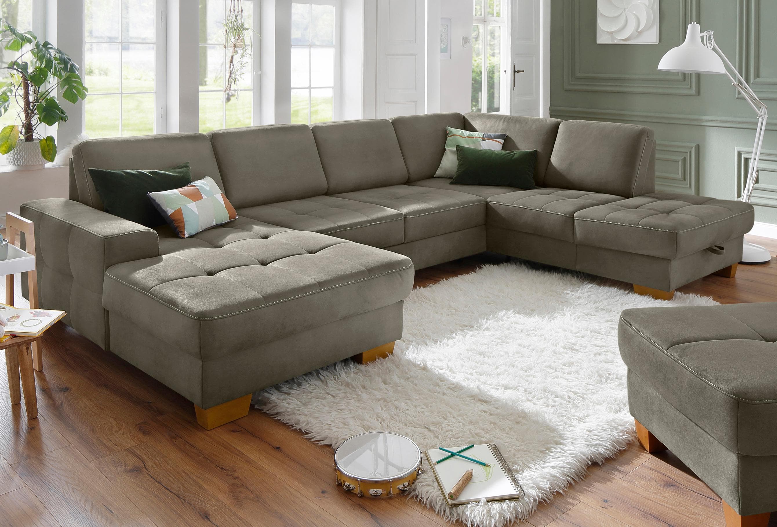 Home Affaire Wohnlandschaft Puccini U-Form Braun Luxus-Microfaser