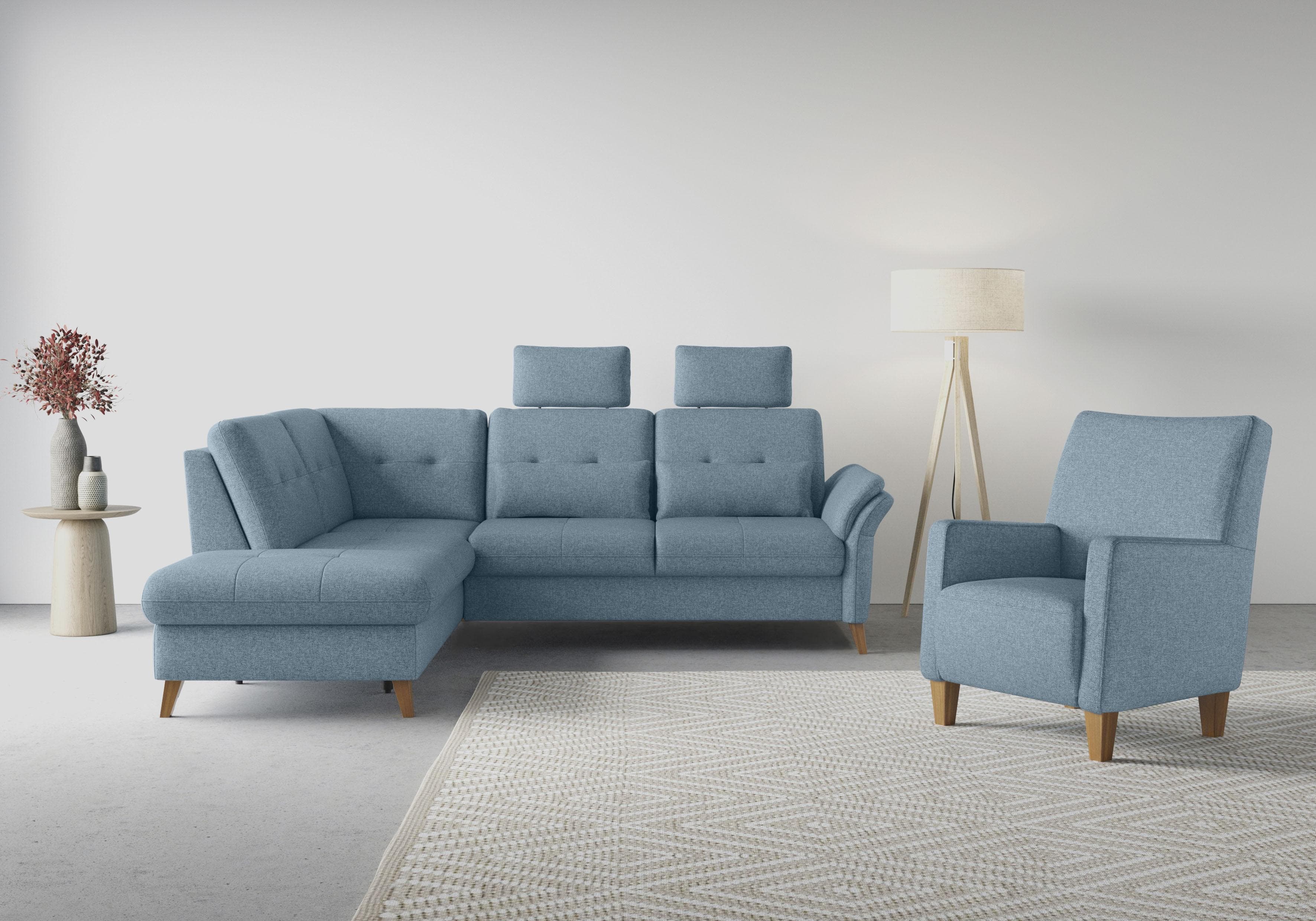 SIT & MORE Ecksofa Göteborg blau mit Sitztiefenverstellung und Ottomane