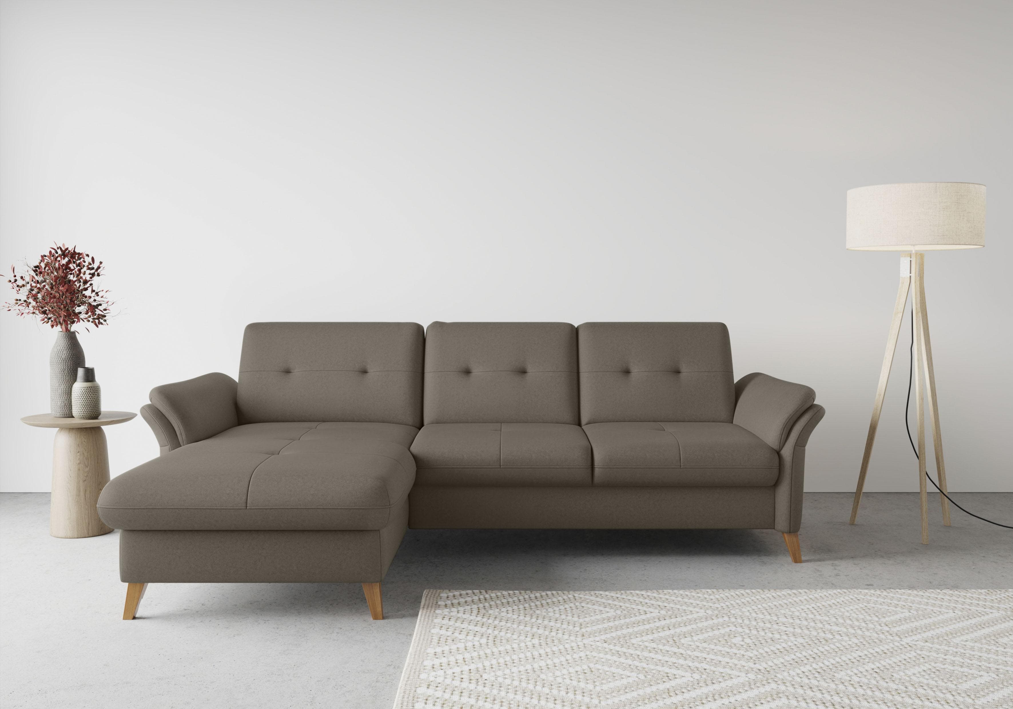 Ecksofa SIT & MORE Göteborg Braun Microfaser mit Sitztiefenverstellung