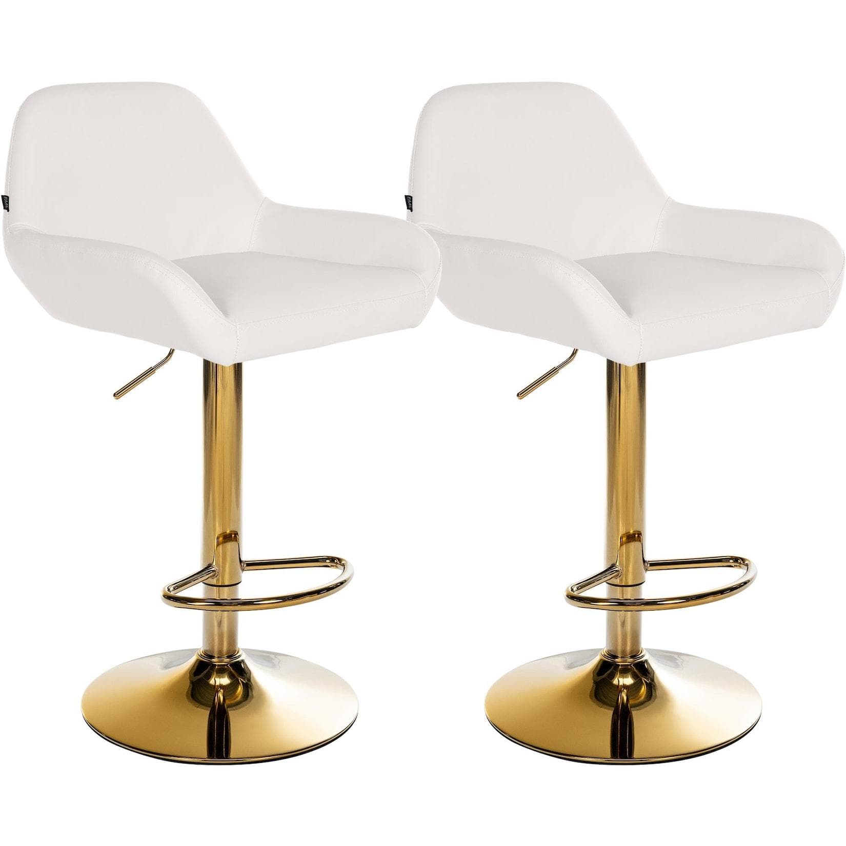 CLP 2er Set Barhocker Braga Kunstleder-Bezug Gold-Gestell höhenverstellbar 360° drehbar