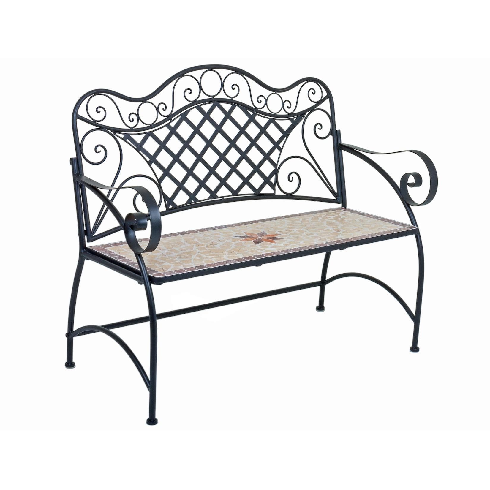 Eisen Gartenbank mit Mosaik - Ocker Beige